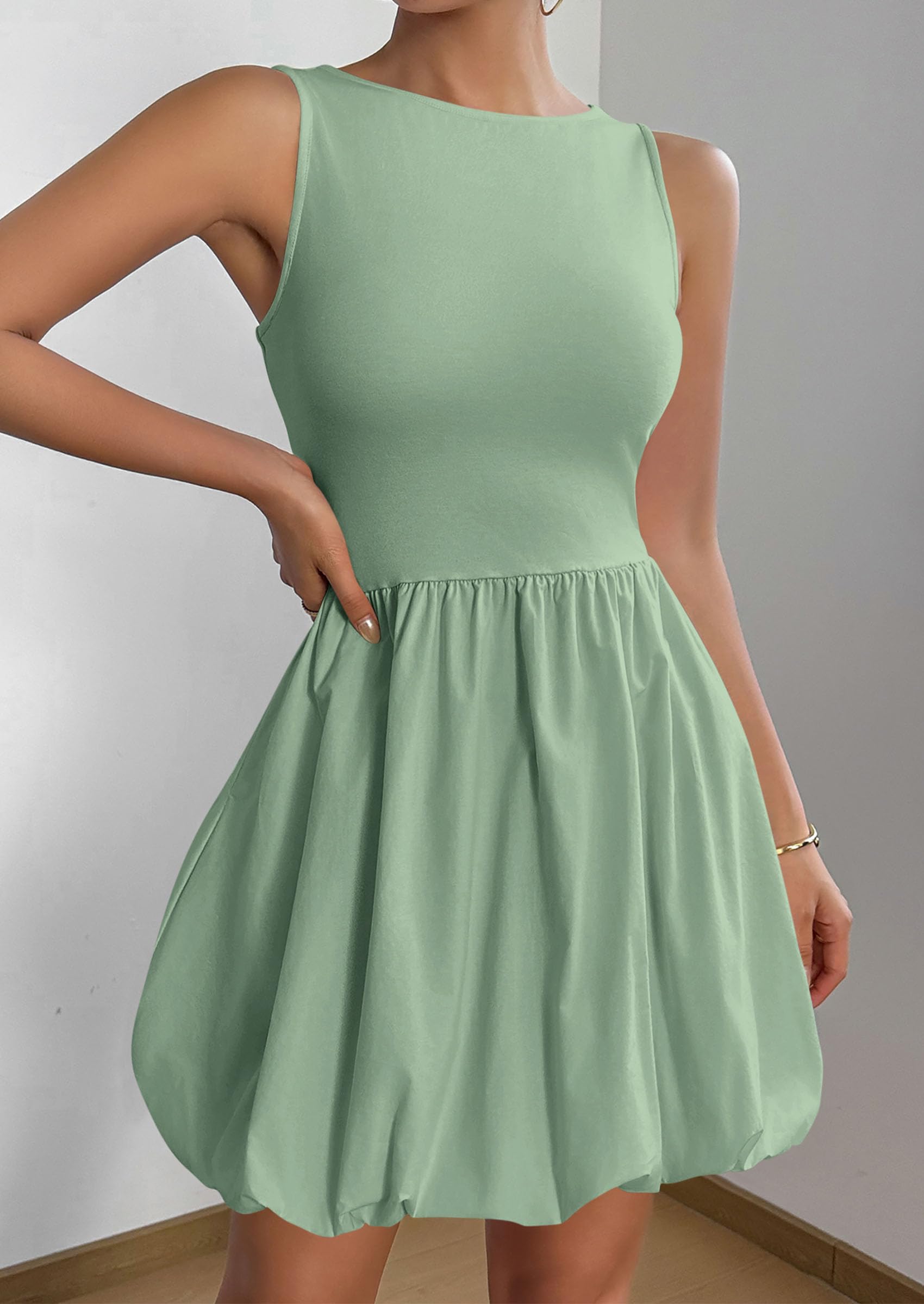 Foto 4 pulgar | Vestido De Verano Prettygarden 2025 Casual Sin Mangas Sin Mangas Verde - Venta Internacional.