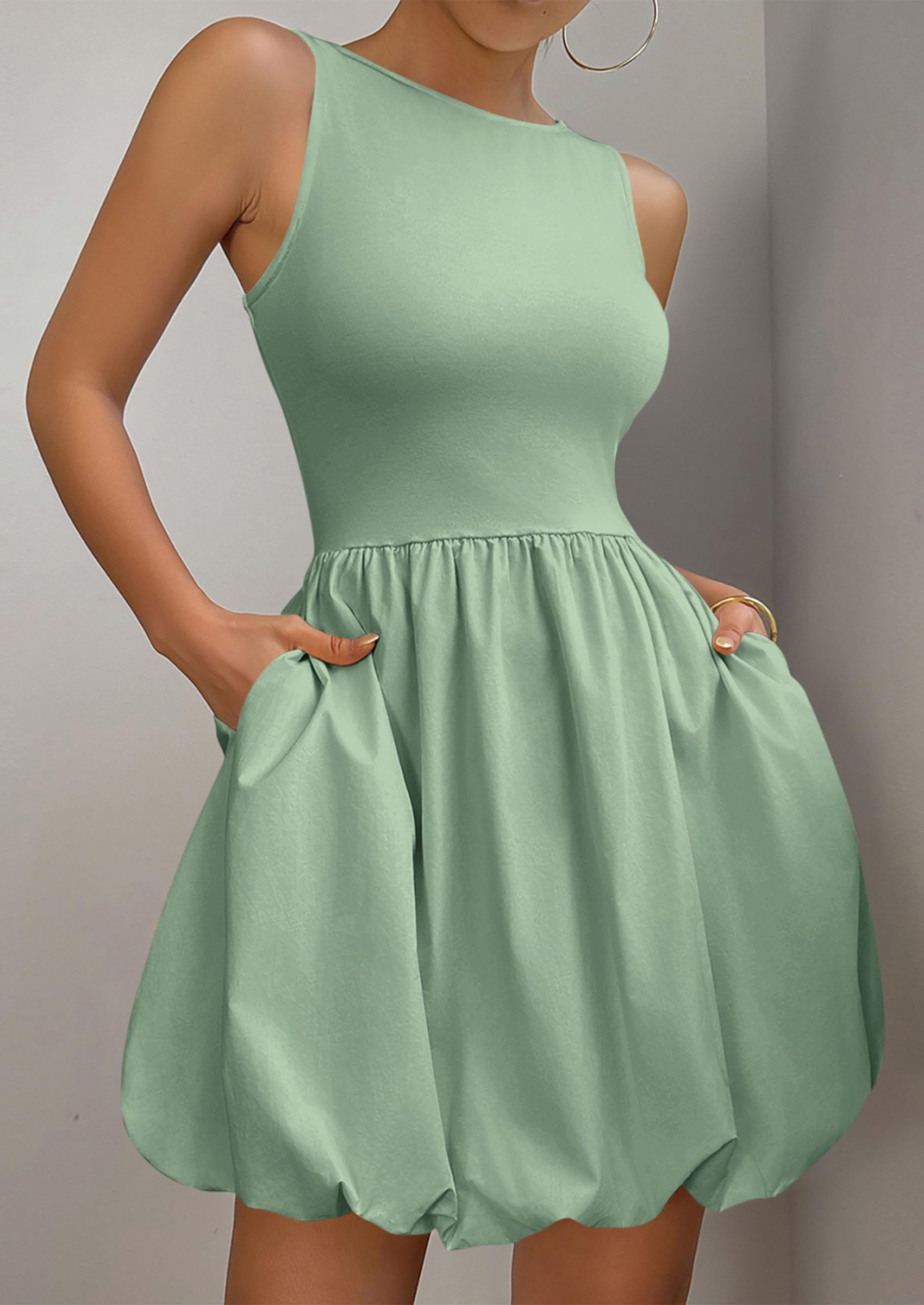 Foto 5 pulgar | Vestido De Verano Prettygarden 2025 Casual Sin Mangas Sin Mangas Verde - Venta Internacional.