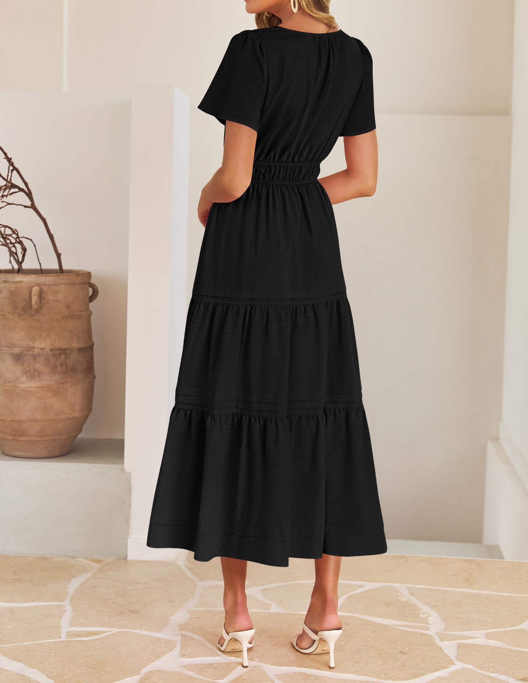 Foto 5 pulgar | Vestido Zesica Summer Casual Midi Para Mujer Negro Talla M - Venta Internacional.
