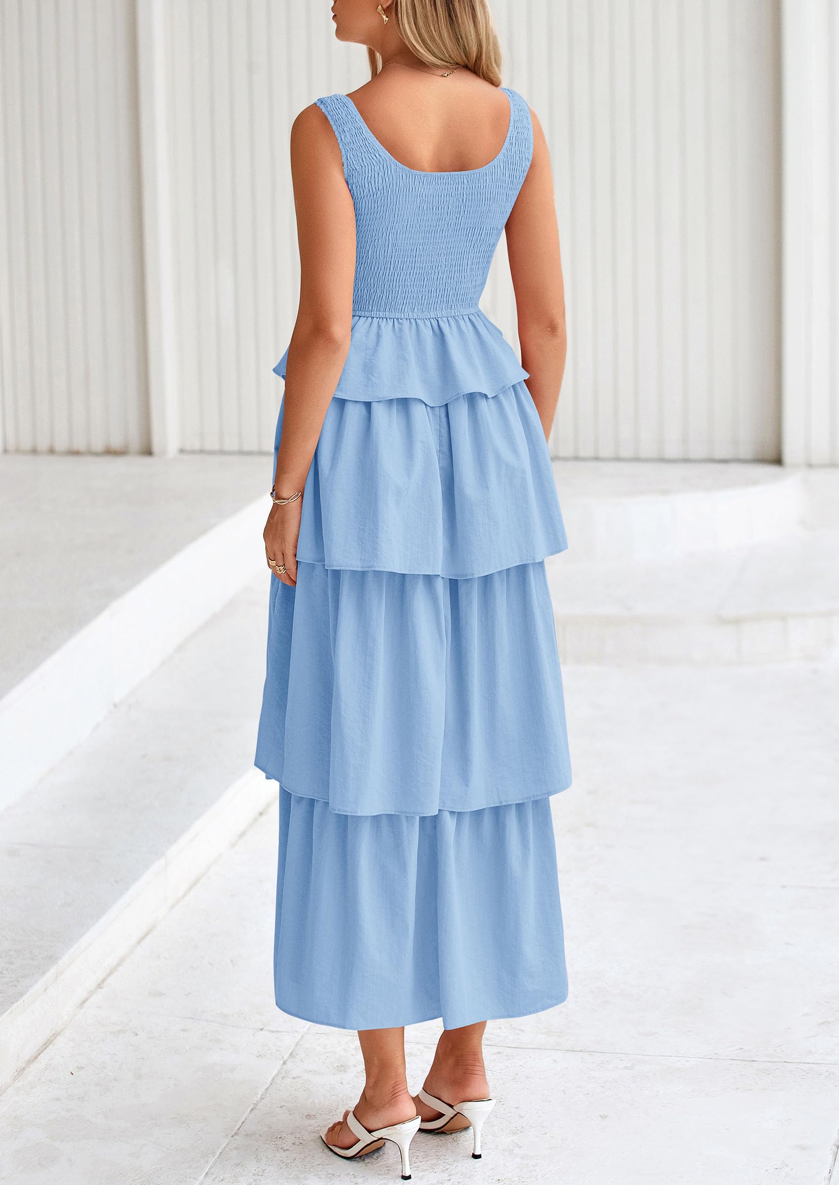 Foto 2 | Vestido Prettygarden Para Mujer, Verano 2025, Sin Mangas, Midi, Azul Claro - Venta Internacional.