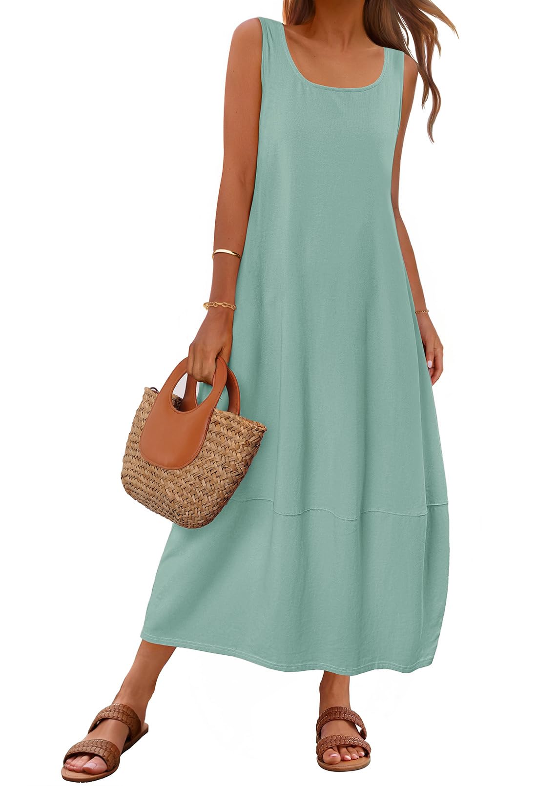 Foto 1 | Vestido Largo Casual Merokeety 2025 Para Verano, Playa Y Salvia Para Mujer - Venta Internacional.