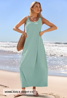 Foto 2 | Vestido Largo Casual Merokeety 2025 Para Verano, Playa Y Salvia Para Mujer - Venta Internacional.