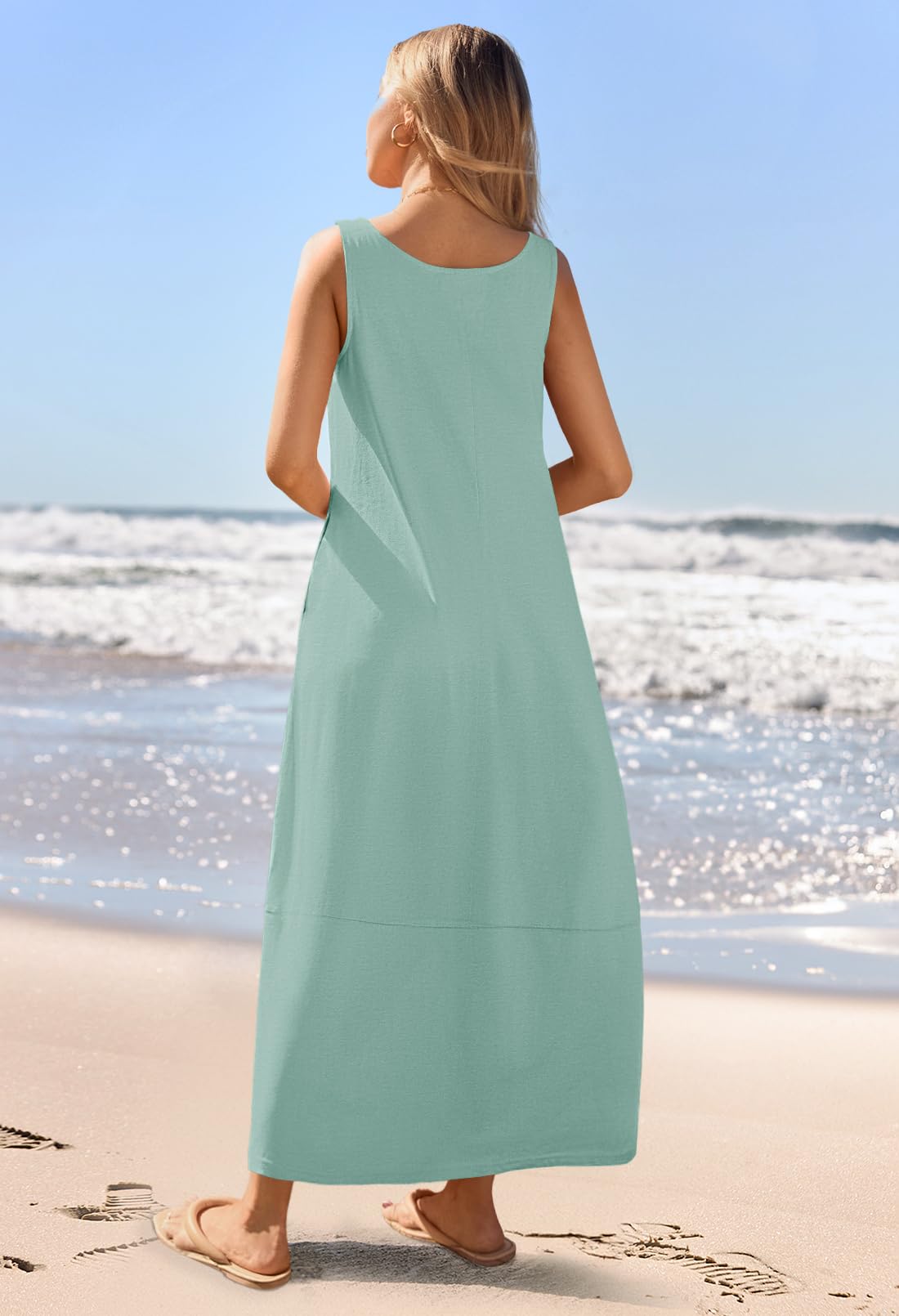 Foto 5 pulgar | Vestido Largo Casual Merokeety 2025 Para Verano, Playa Y Salvia Para Mujer - Venta Internacional.
