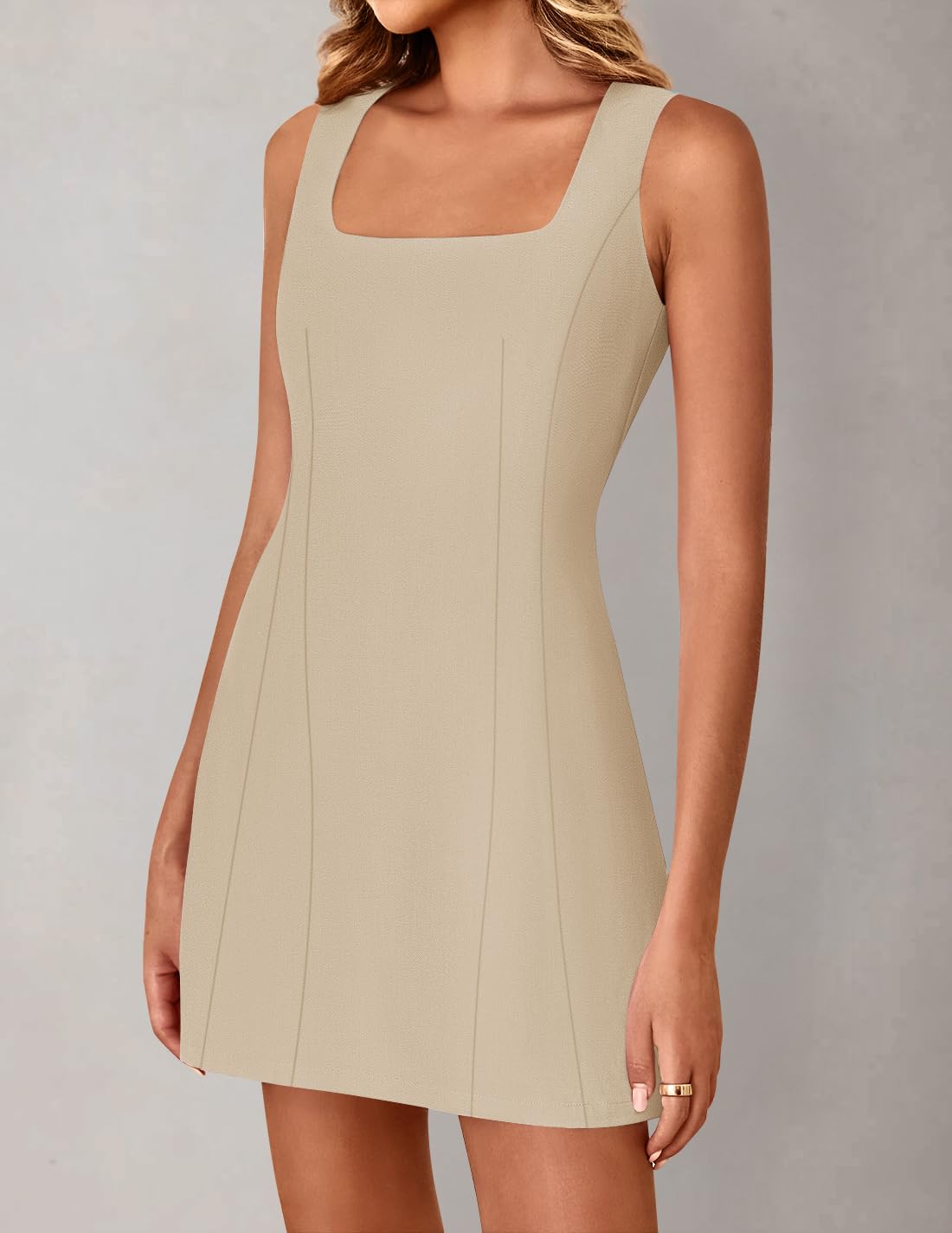 Foto 4 pulgar | Vestido Sin Mangas De Verano Zesica 2025, Sin Mangas, Línea A, Acampanado, Caqui M - Venta Internacional.