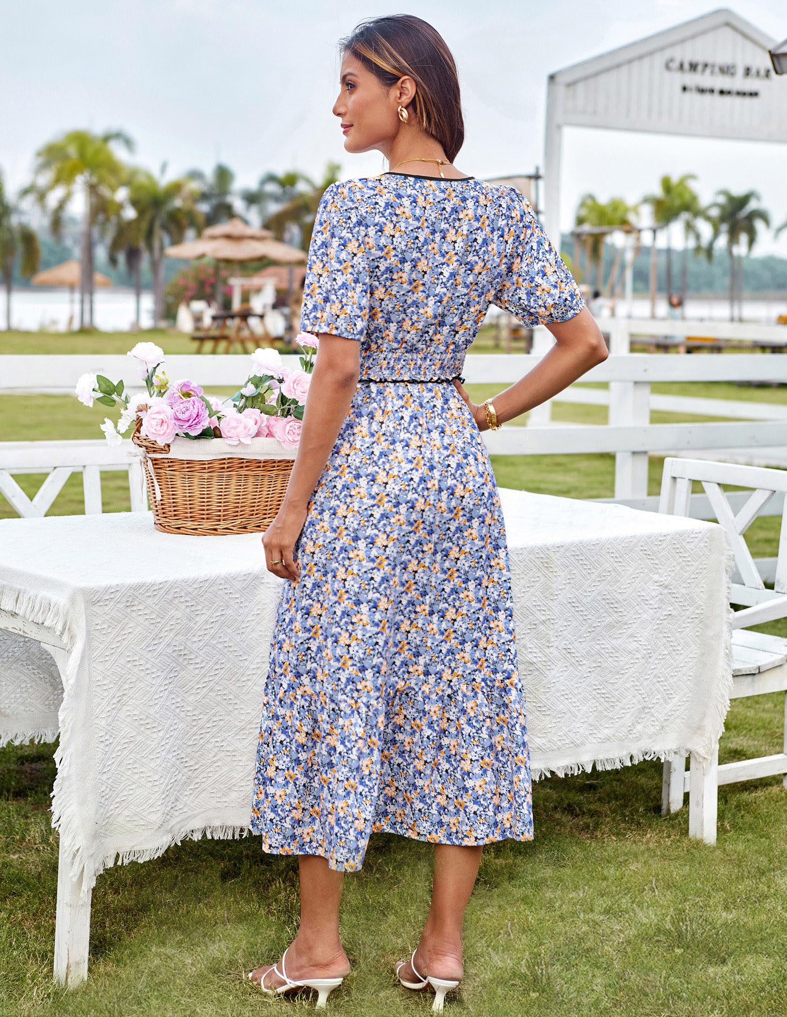 Foto 4 pulgar | Vestido Grace Karin 2025 A Media Línea Con Cuello En V Floral Para Mujer - Venta Internacional.