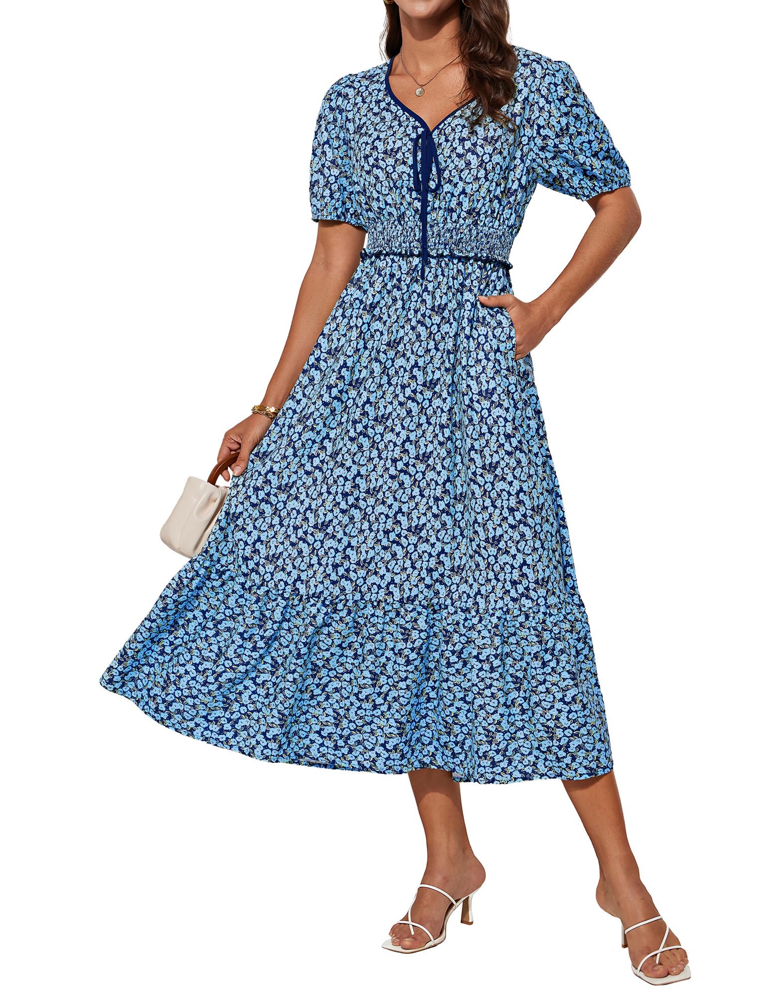 Foto 2 pulgar | Vestido Midi Grace Karin Floral Blue Para Mujer Verano 2025 - Venta Internacional.
