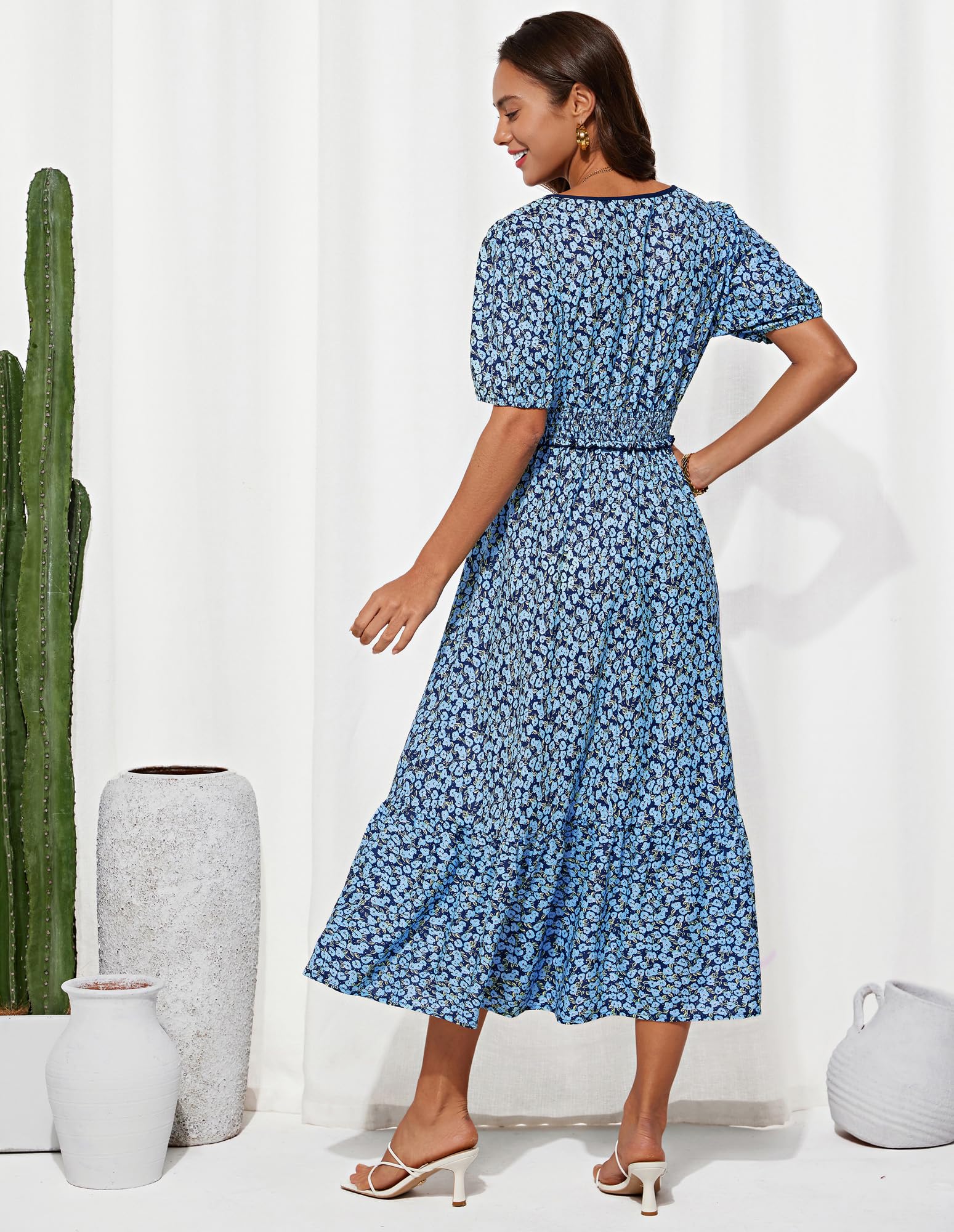 Foto 4 pulgar | Vestido Midi Grace Karin Floral Blue Para Mujer Verano 2025 - Venta Internacional.