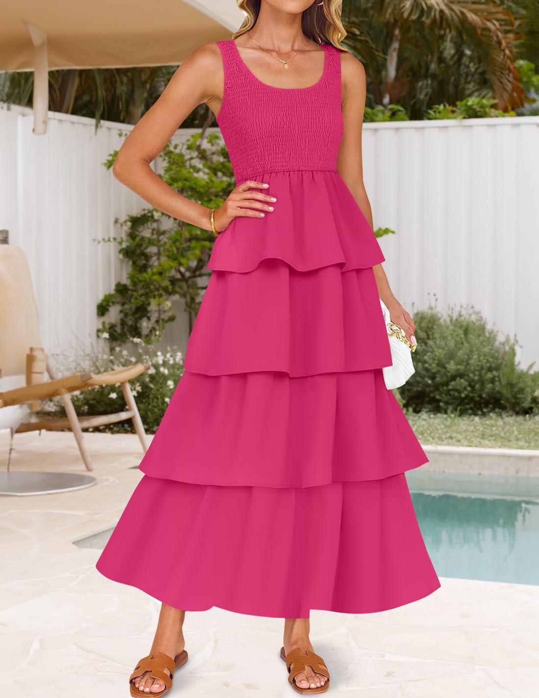 Foto 3 pulgar | Vestido Midi Sin Mangas Zesica 2025 Summer Boho Para Mujer - Venta Internacional.