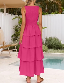 Foto 4 | Vestido Midi Sin Mangas Zesica 2025 Summer Boho Para Mujer - Venta Internacional.