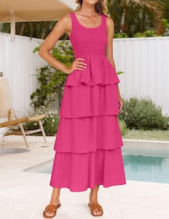 Foto 7 | Vestido Midi Sin Mangas Zesica 2025 Summer Boho Para Mujer - Venta Internacional.