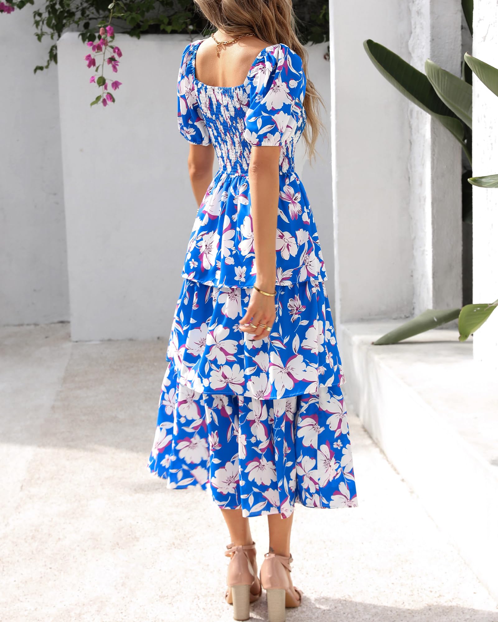 Foto 4 pulgar | Vestido Casual Btfbm Para Mujer Con Cuello Cuadrado Y Manga Abullonada - Venta Internacional.