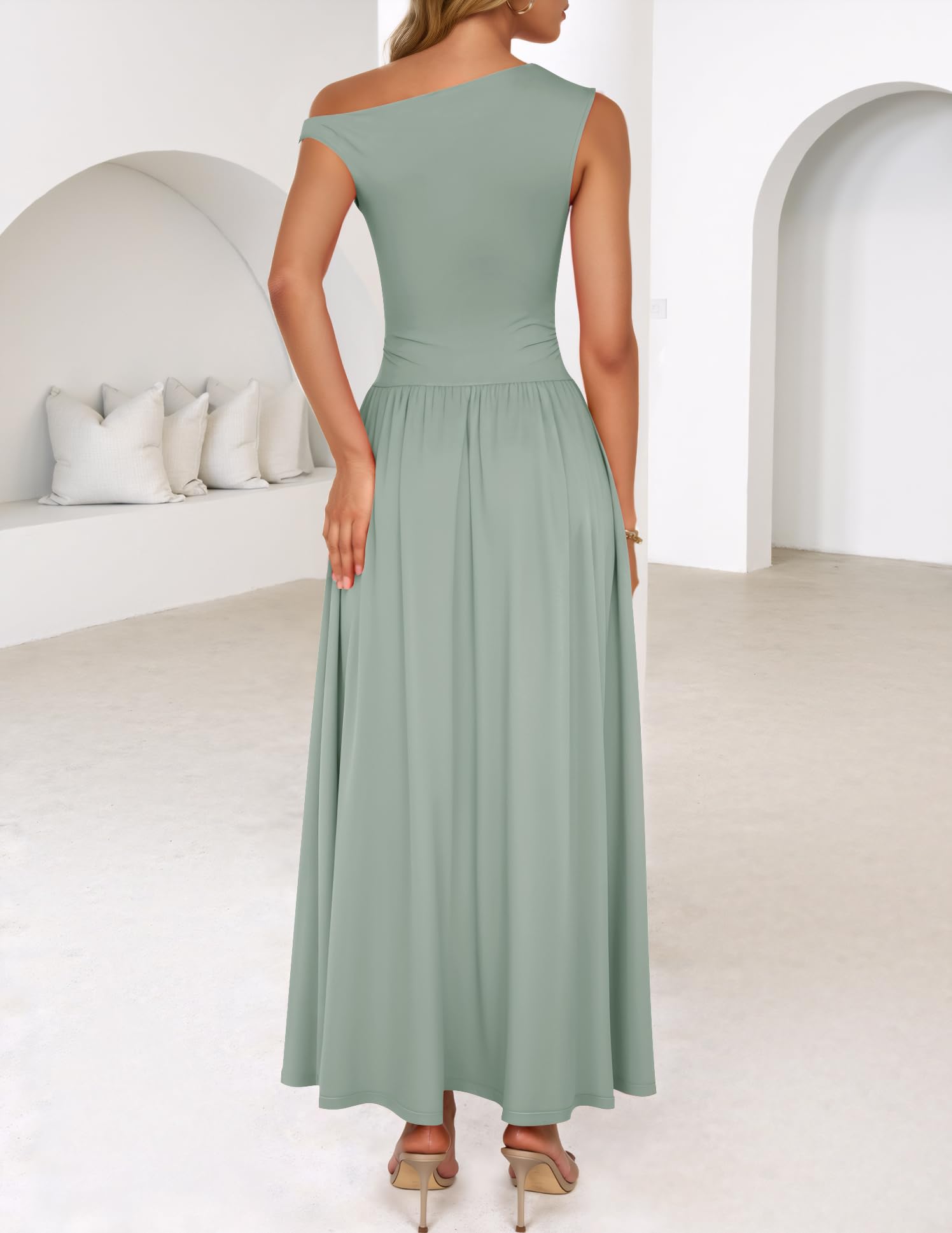 Foto 5 pulgar | Vestido Largo Zesica Summer 2025 Con Un Solo Hombro Casual Para Mujer - Venta Internacional.