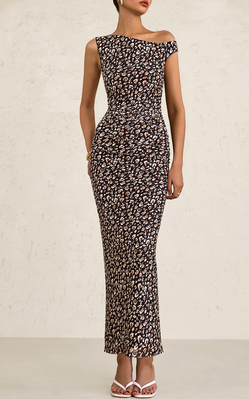 Foto 3 pulgar | Vestido Largo Ajustado Prettygarden Para Mujer, Estampado Floral Con Hombros Descubiertos - Venta Internacional.