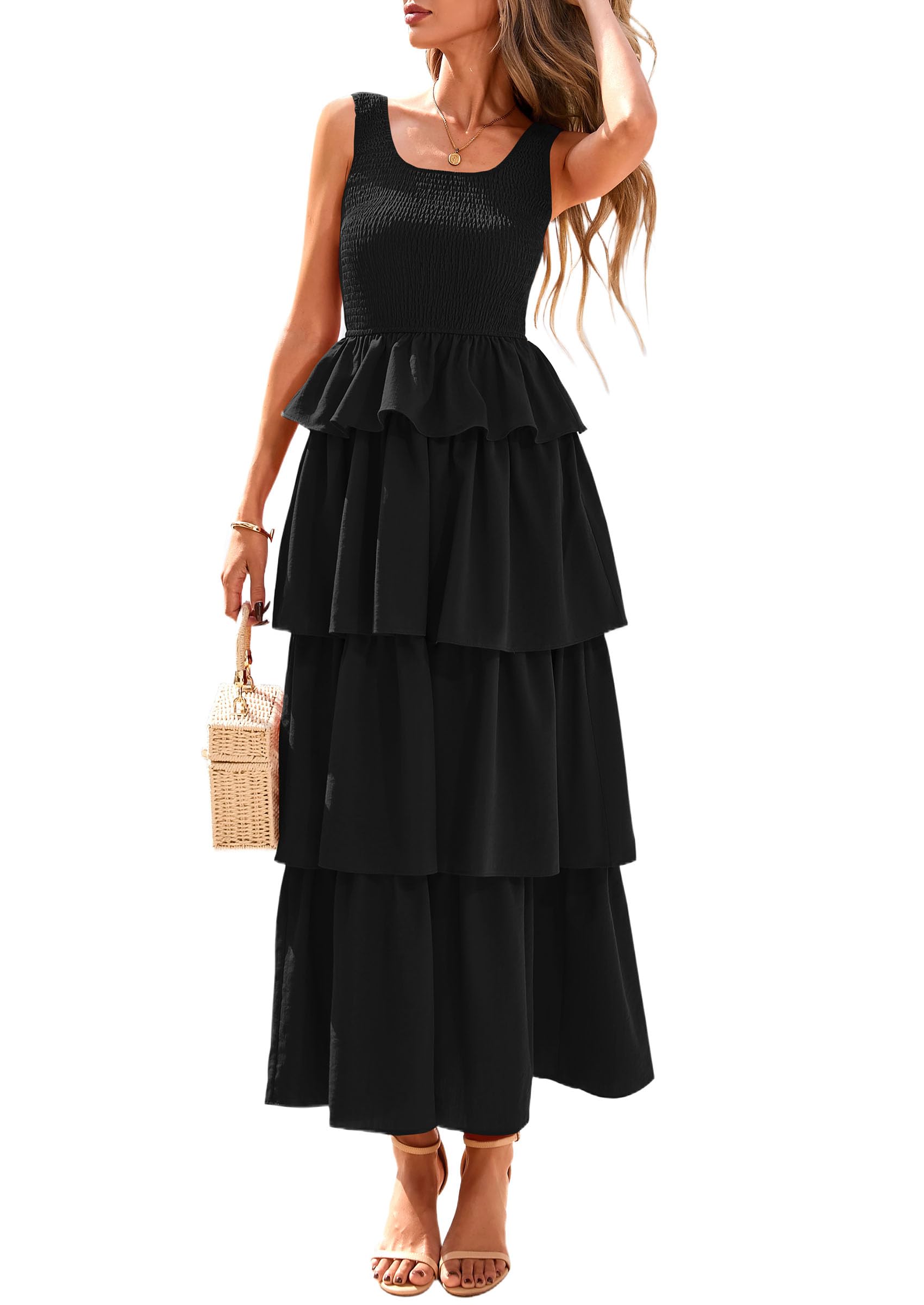 Vestido Prettygarden Para Mujer 2025, Verano, Sin Mangas, Midi, Negro - Venta Internacional.