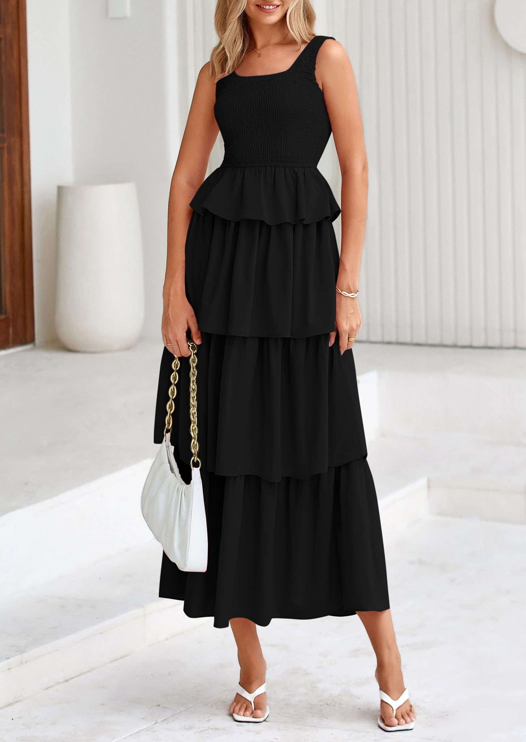Foto 4 pulgar | Vestido Prettygarden Para Mujer 2025, Verano, Sin Mangas, Midi, Negro - Venta Internacional.