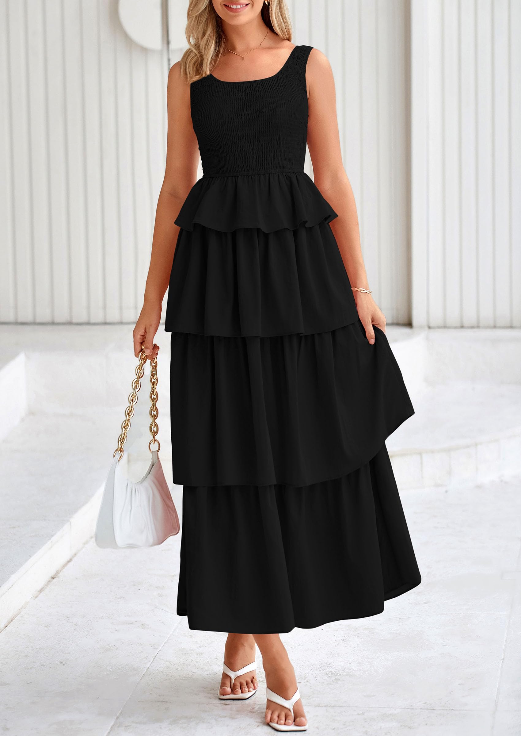 Foto 6 pulgar | Vestido Prettygarden Para Mujer 2025, Verano, Sin Mangas, Midi, Negro - Venta Internacional.