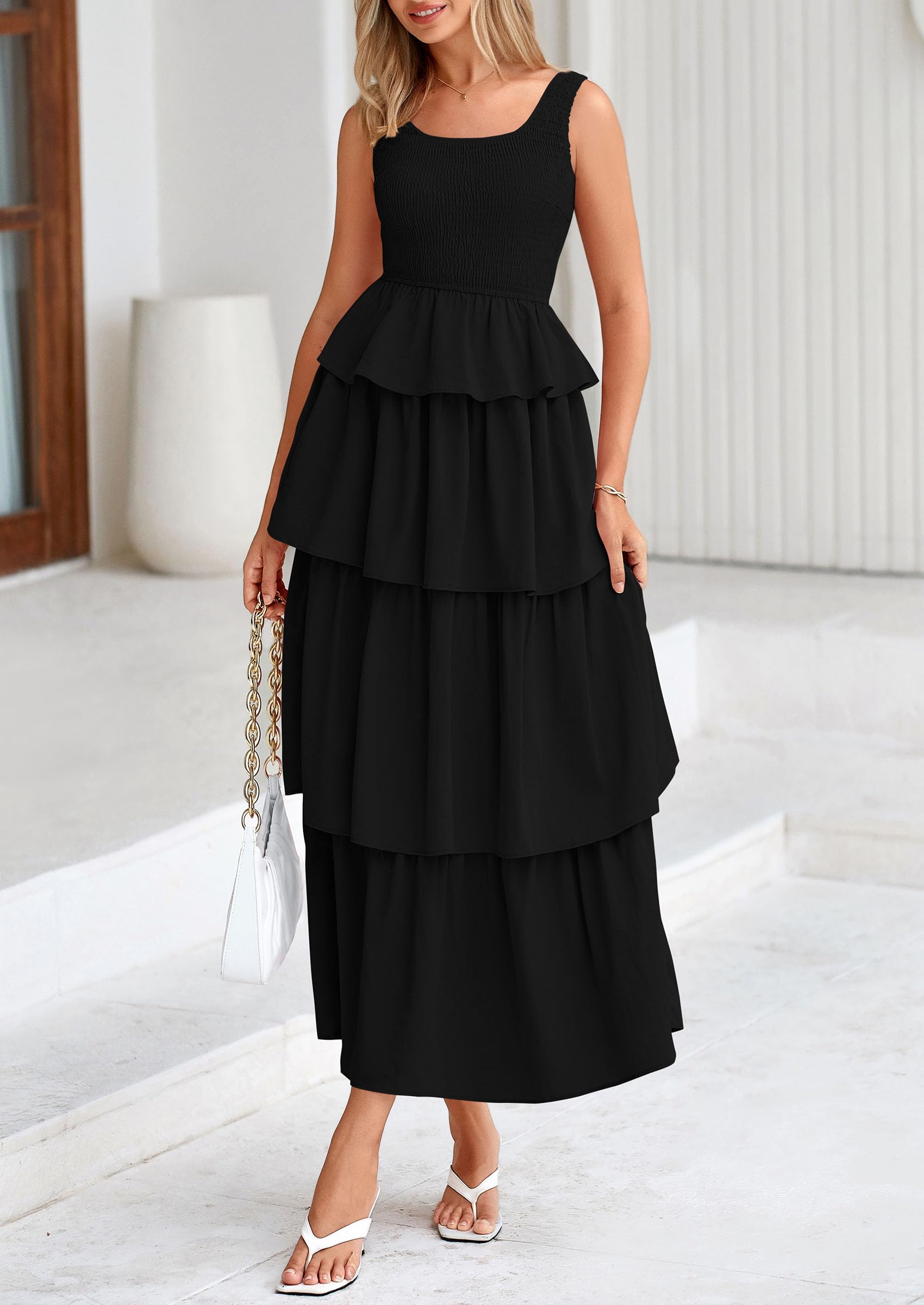 Foto 7 | Vestido Prettygarden Para Mujer 2025, Verano, Sin Mangas, Midi, Negro - Venta Internacional.
