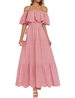 Foto 1 | Vestido Zesica A Media Pierna Con Volantes Y Hombros Descubiertos Para Verano 2025 - Venta Internacional.