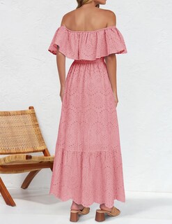 Foto 3 | Vestido Zesica A Media Pierna Con Volantes Y Hombros Descubiertos Para Verano 2025 - Venta Internacional.