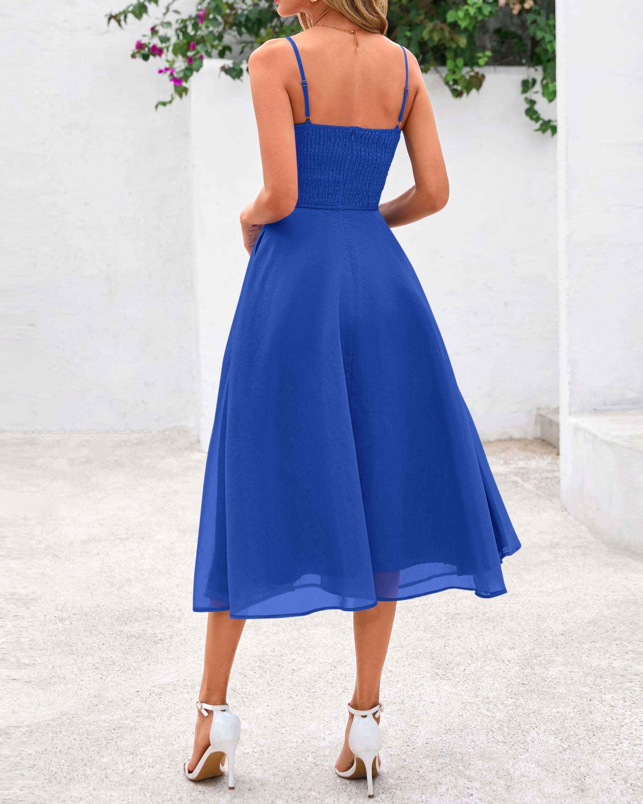 Foto 6 pulgar | Vestido Prettygarden para Mujer de Verano Tirantes Finos Midi Azul - Venta Internacional