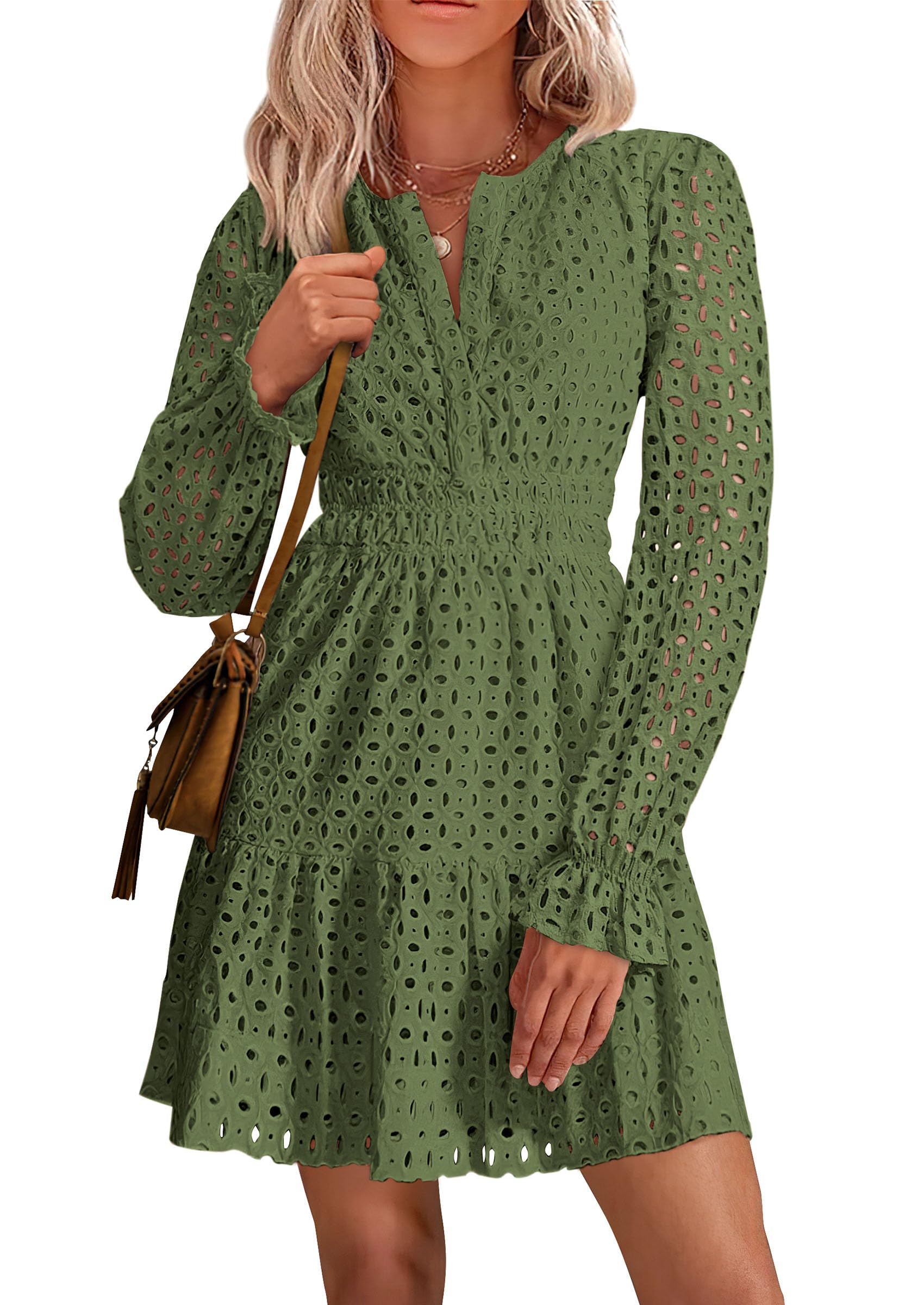 Minivestido Prettygarden 2025, Manga Larga, Cuello En V, Para Mujer - Venta Internacional.