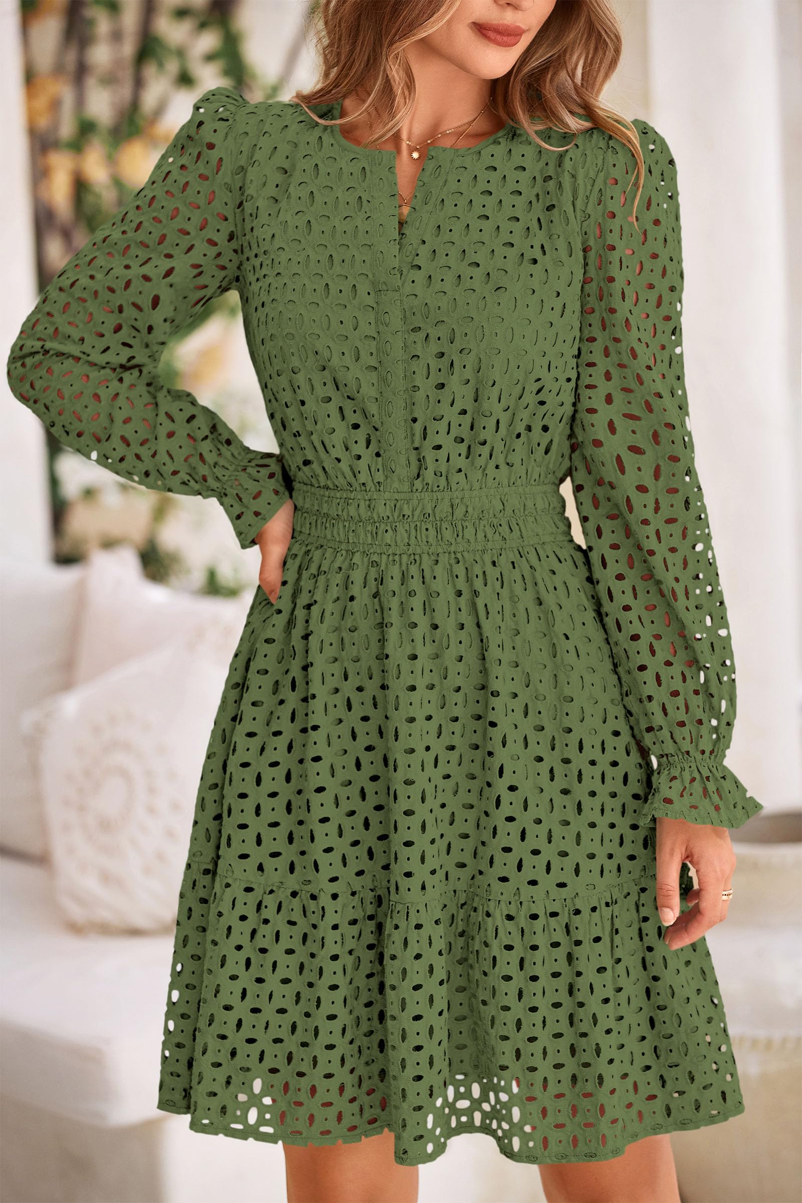 Foto 4 | Minivestido Prettygarden 2025, Manga Larga, Cuello En V, Para Mujer - Venta Internacional.