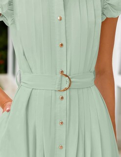 Foto 4 | Vestido Zesica 2025 Para Verano, Bohemio, Con Botones, Cuello En V, Cuello En V, Color Salvia - Venta Internacional.