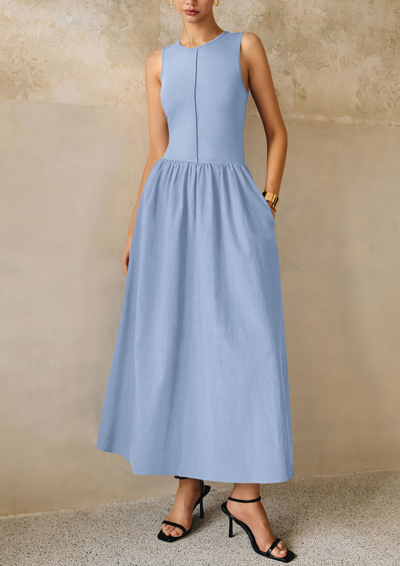 Foto 4 pulgar | Vestido Largo Prettygarden De Punto Con Retazos De Verano 2025 Para Mujer - Venta Internacional.