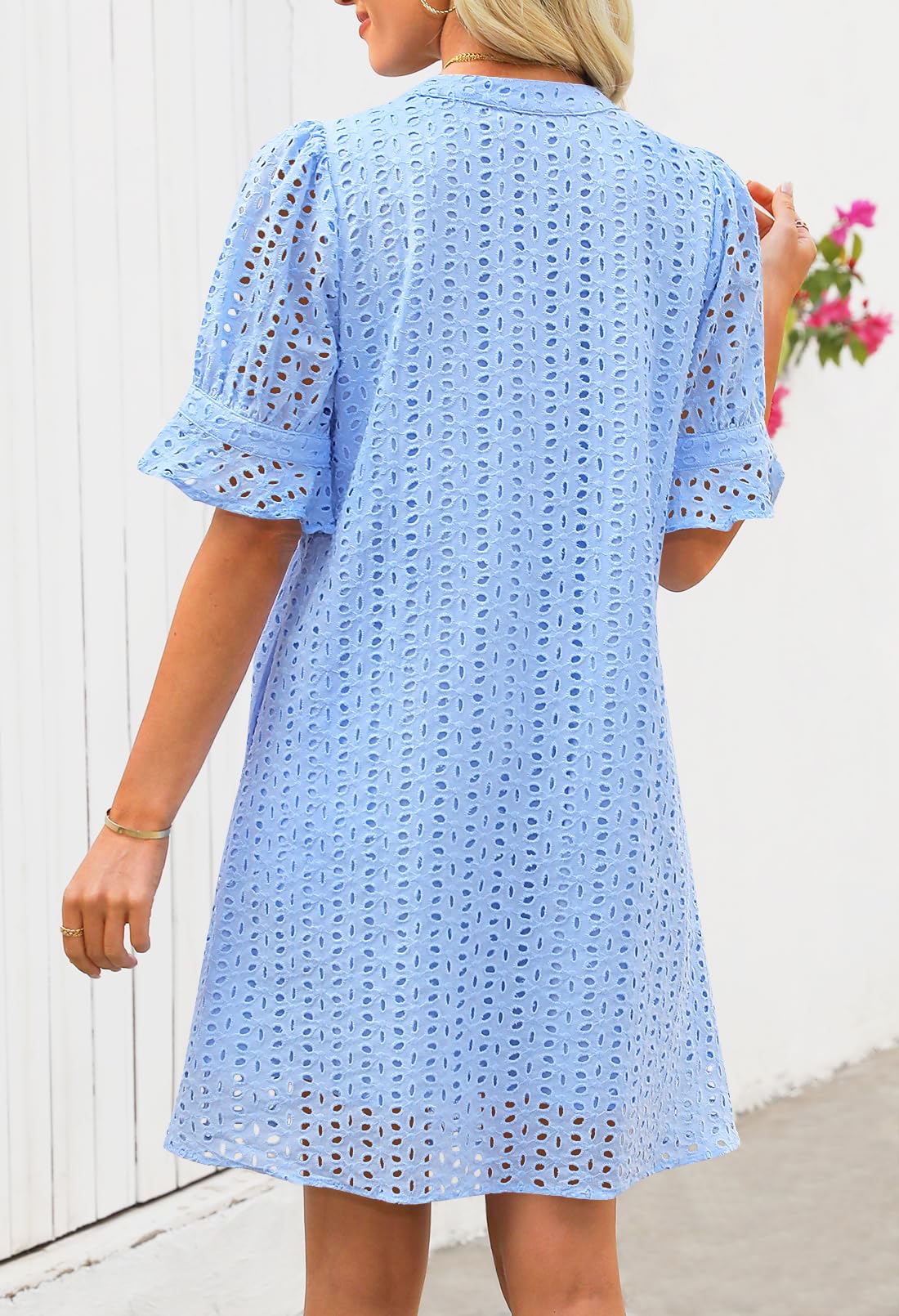 Foto 5 pulgar | Minivestido Merokeety 2025 De Verano De Manga Corta Con Cuello En V Para Mujer - Venta Internacional.