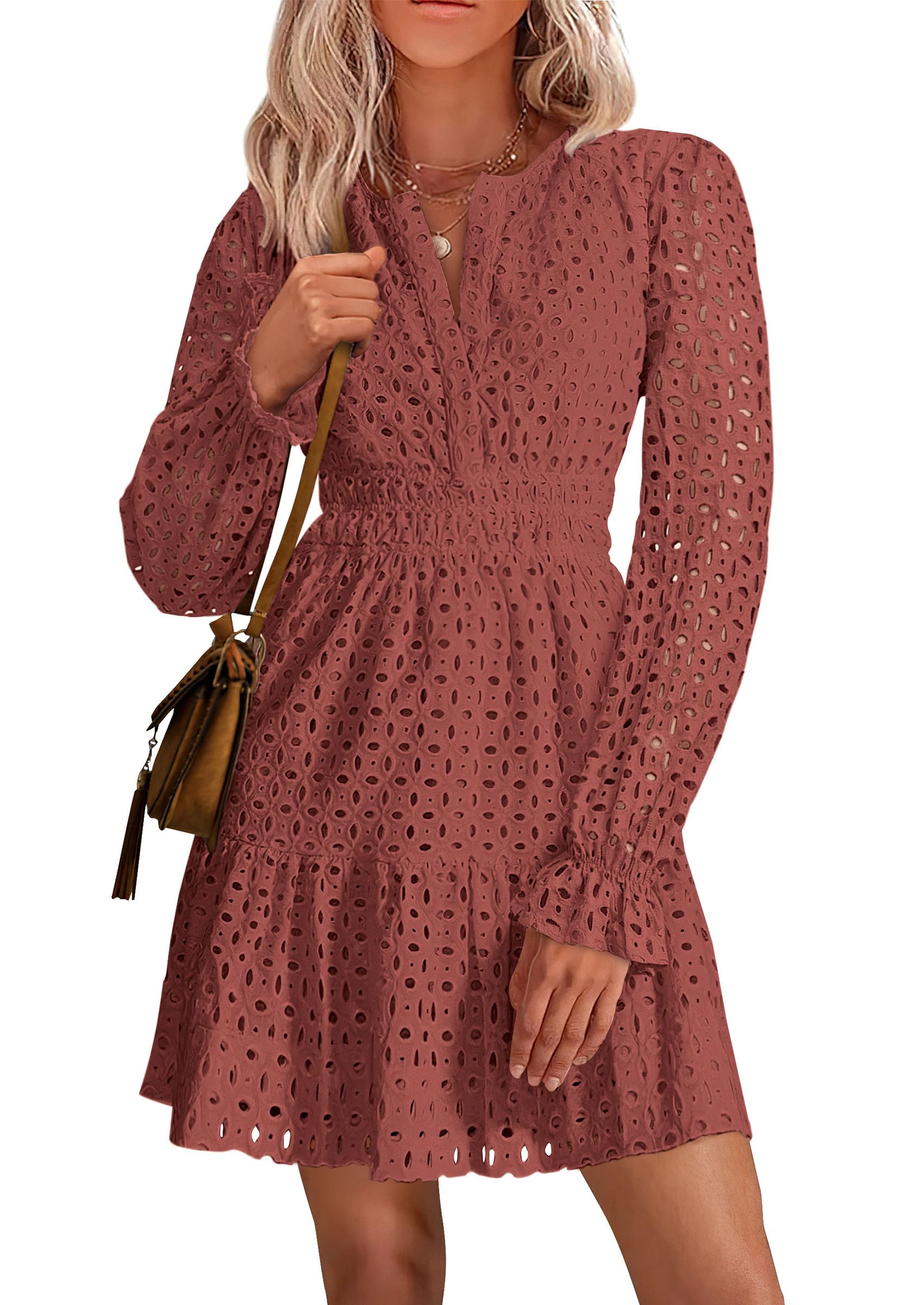 Minivestido Prettygarden 2025, Manga Larga, Cuello En V, Para Mujer - Venta Internacional.
