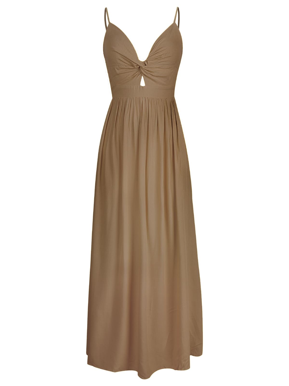 Foto 6 pulgar | Vestido Largo Cupshe Para Mujer, Cuello En V, Sin Mangas, Playa, Verano, Café - Venta Internacional.