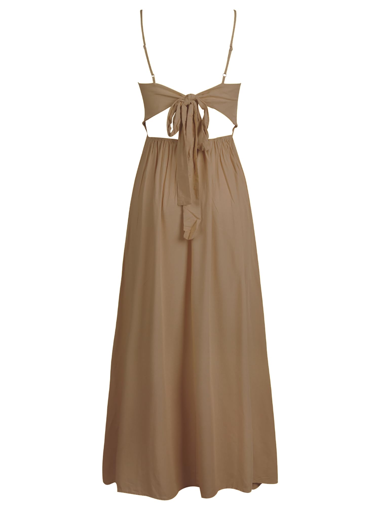 Foto 7 pulgar | Vestido Largo Cupshe Para Mujer, Cuello En V, Sin Mangas, Playa, Verano, Café - Venta Internacional.