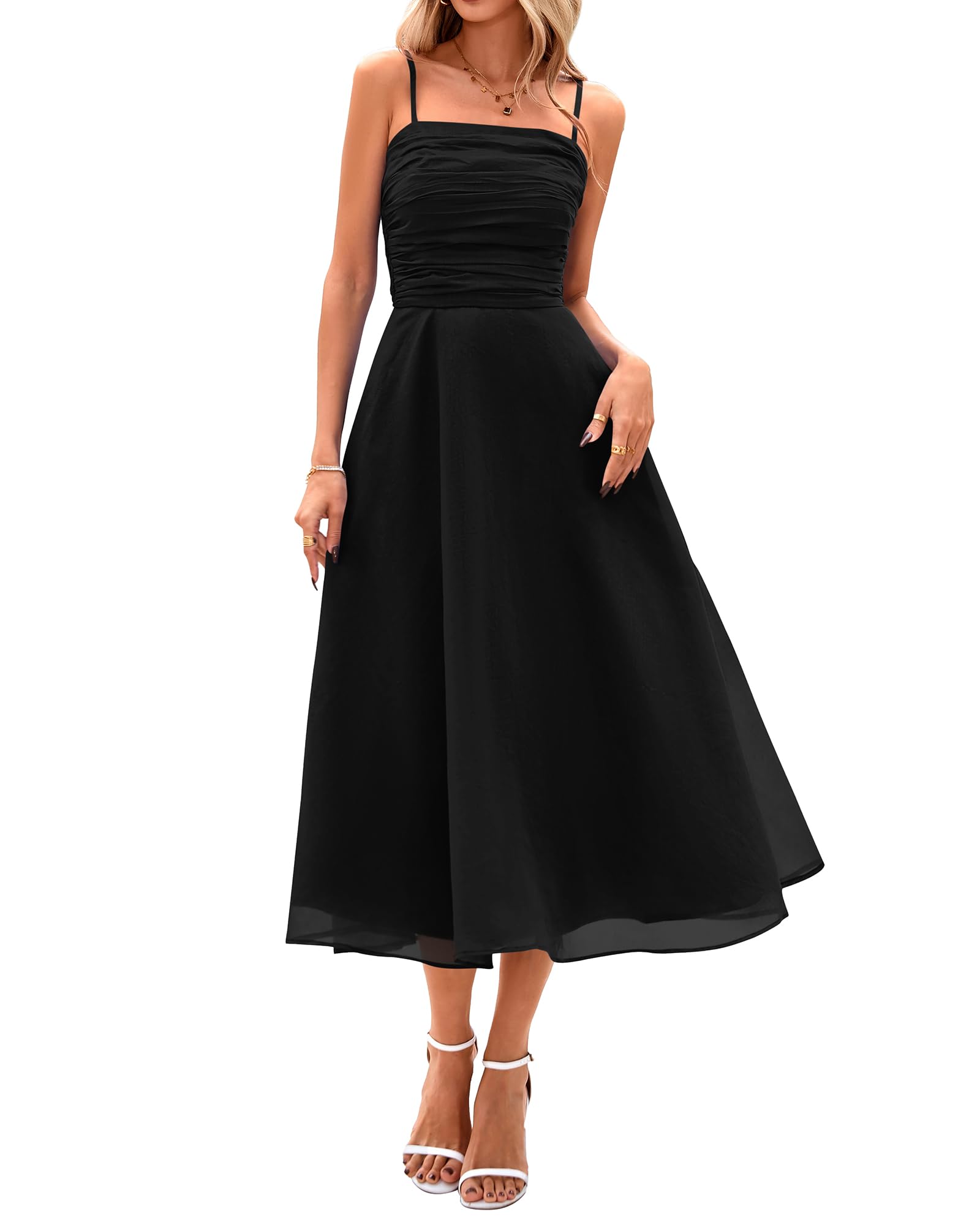 Foto 2 pulgar | Vestido Prettygarden Midi Negro para Mujer - Venta Internacional