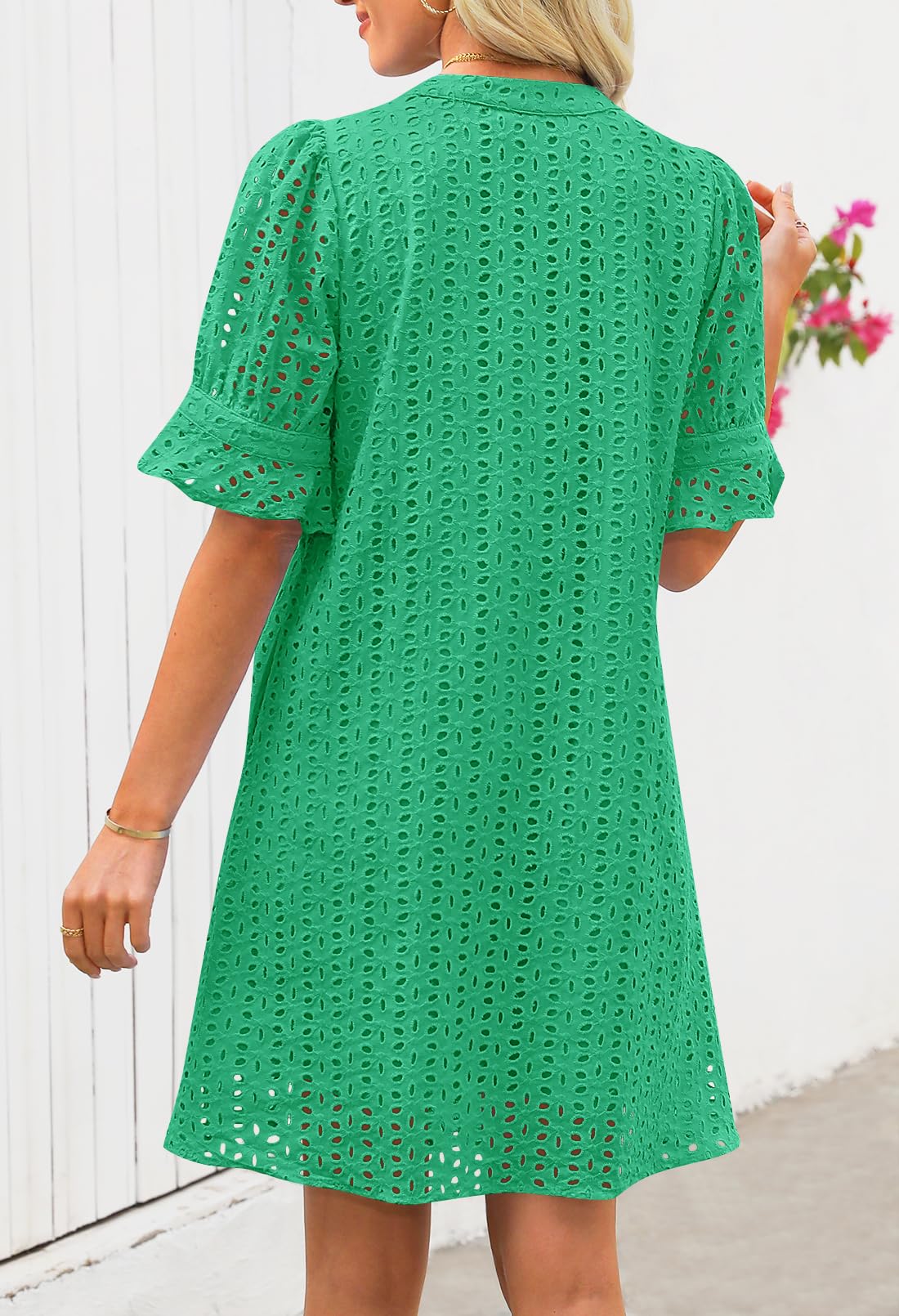 Foto 5 pulgar | Vestido Merokeety 2025 De Verano De Manga Corta Con Cuello En V Para Mujer - Venta Internacional.