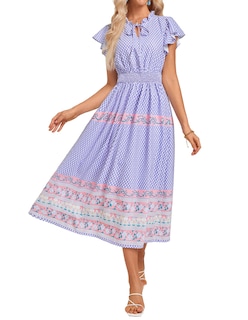 Foto 1 | Vestido Largo Grace Karin Para Mujer, Verano 2025, Cuello En V, Morado Y Rosa - Venta Internacional.