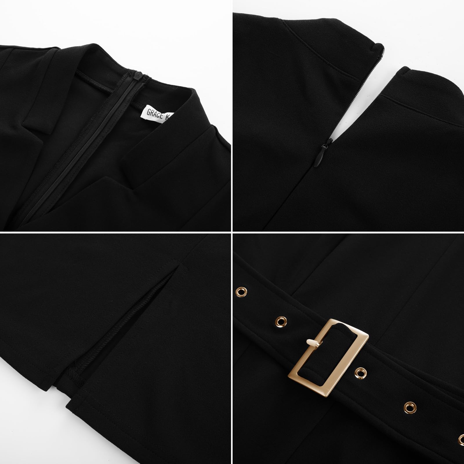 Foto 6 | Vestido De Oficina Grace Karin Con Cuello En V Y Manga 3/4 Negro Para Mujer - Venta Internacional.