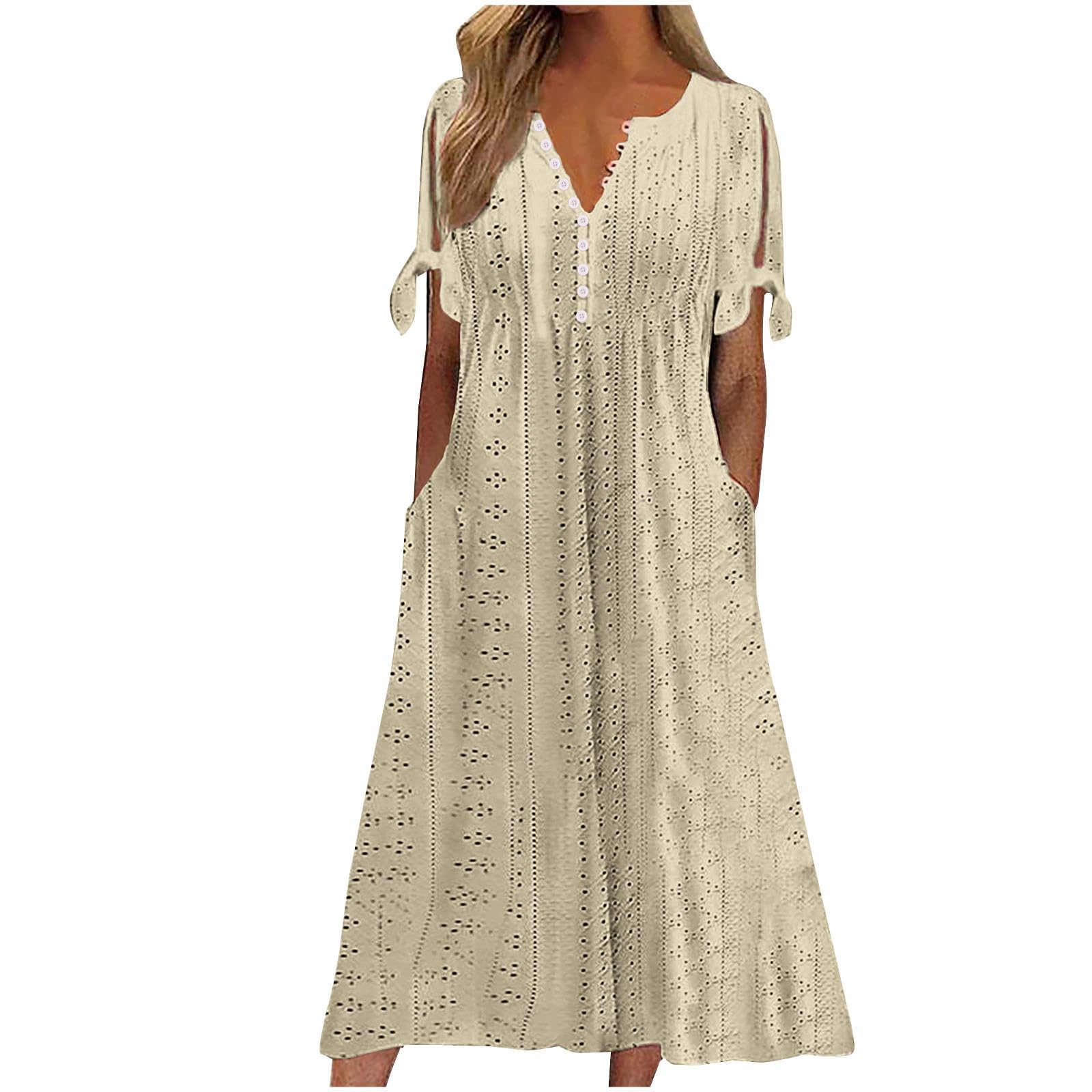 Foto 2 pulgar | Vestido De Verano Genérico Con Hombros Descubiertos Y Cuello En V 2025 - Venta Internacional.