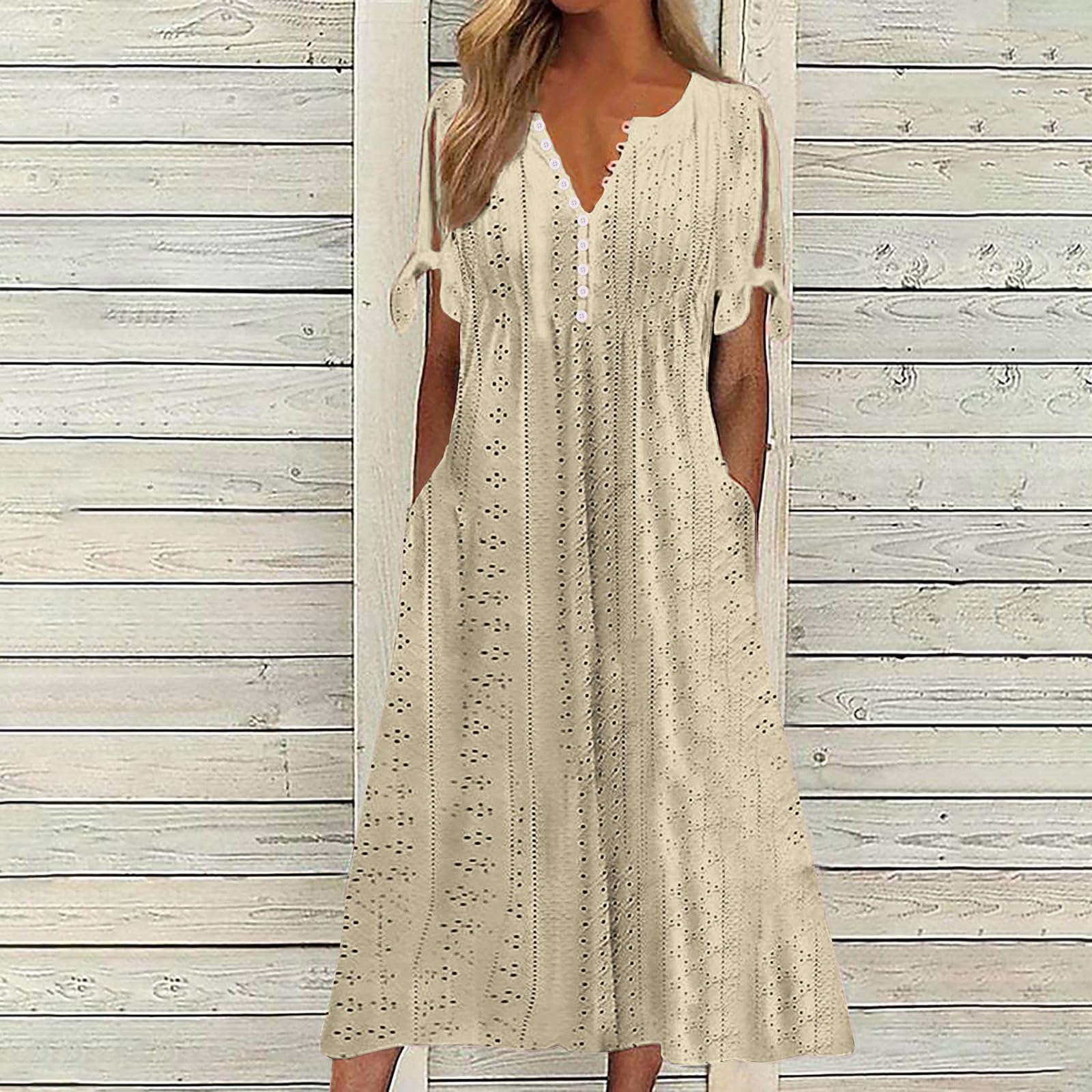 Foto 3 pulgar | Vestido De Verano Genérico Con Hombros Descubiertos Y Cuello En V 2025 - Venta Internacional.