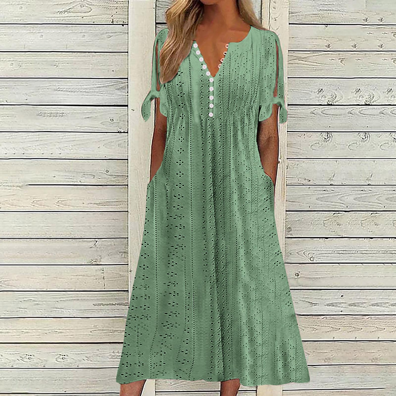 Foto 3 pulgar | Vestido De Verano Genérico Con Hombros Descubiertos Y Cuello En V 2025 - Venta Internacional.