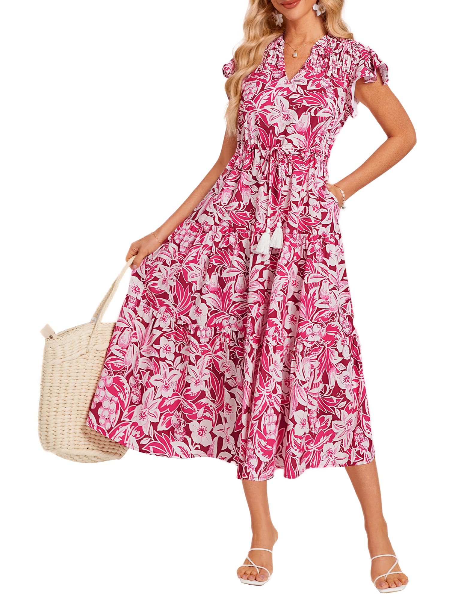 Foto 2 pulgar | Vestido Midi Casual De Verano Con Estampado Floral En Forma De A Para Mujer Grace Karin - Venta Internacional.