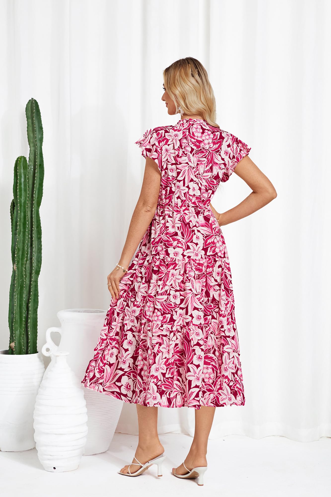 Foto 4 pulgar | Vestido Midi Casual De Verano Con Estampado Floral En Forma De A Para Mujer Grace Karin - Venta Internacional.