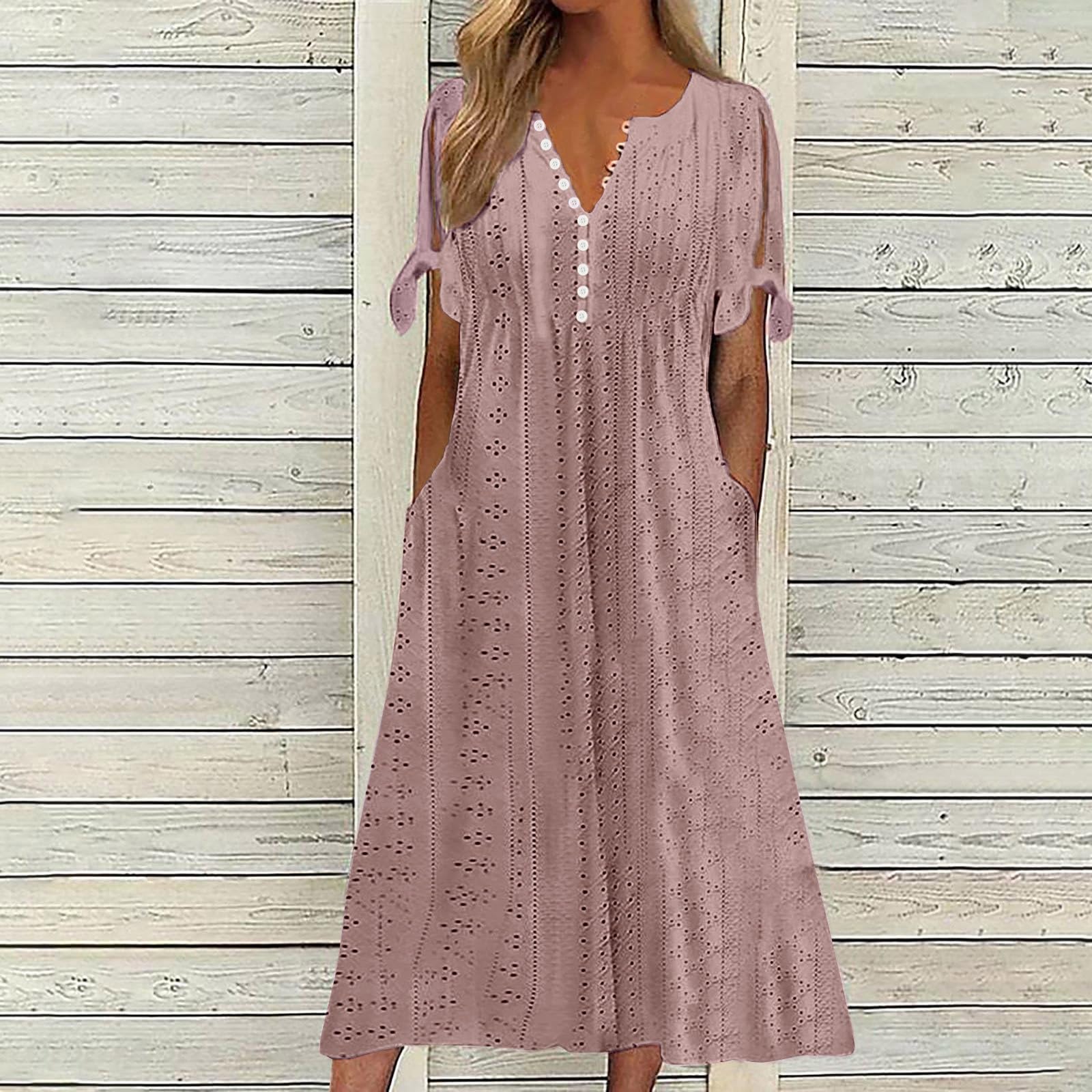 Foto 3 pulgar | Vestido De Verano Genérico Con Hombros Descubiertos Y Cuello En V 2025 - Venta Internacional.