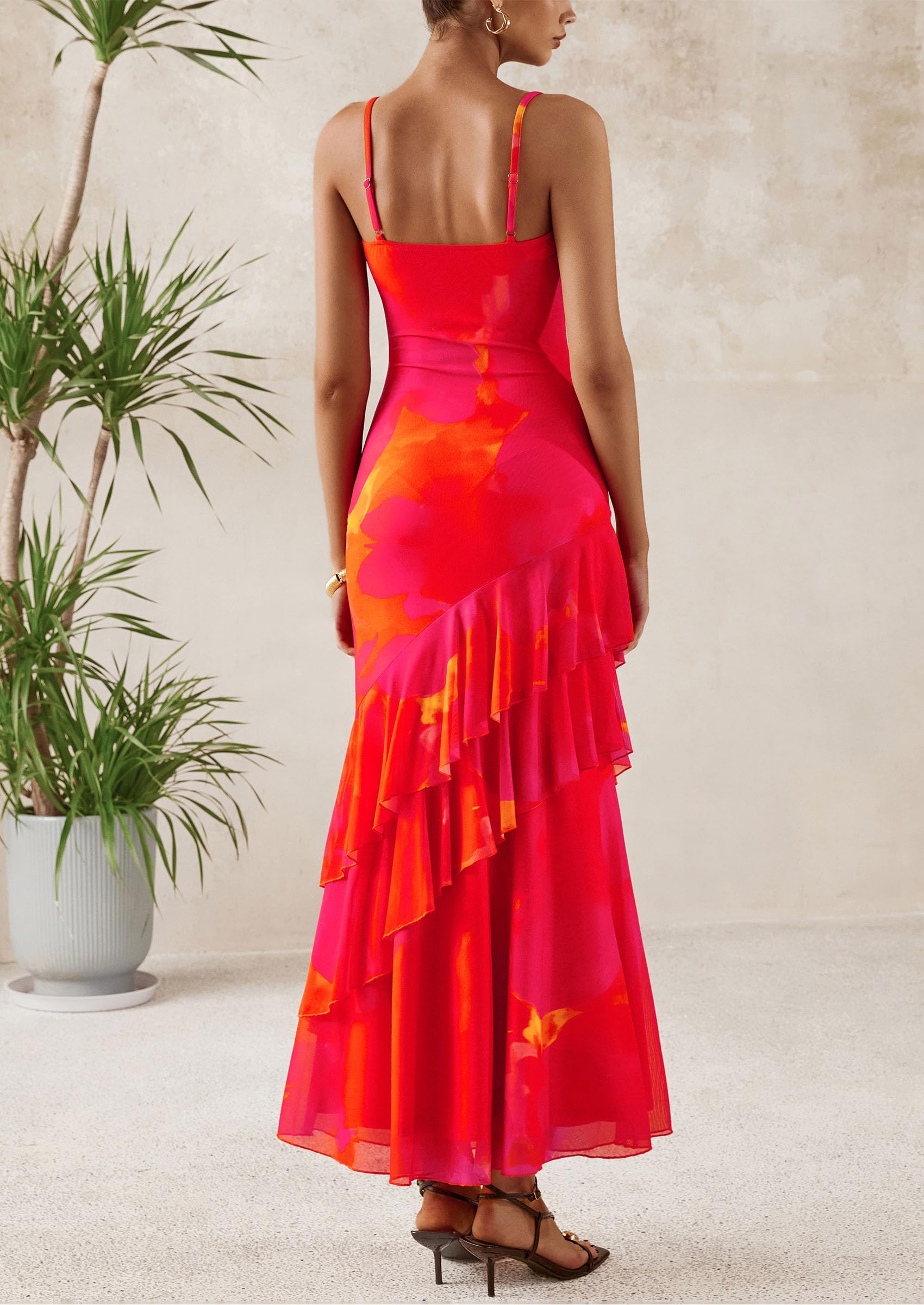 Foto 2 | Vestido Largo Prettygarden 2025 Con Estampado Floral Escalonado De Verano Para Mujer - Venta Internacional.