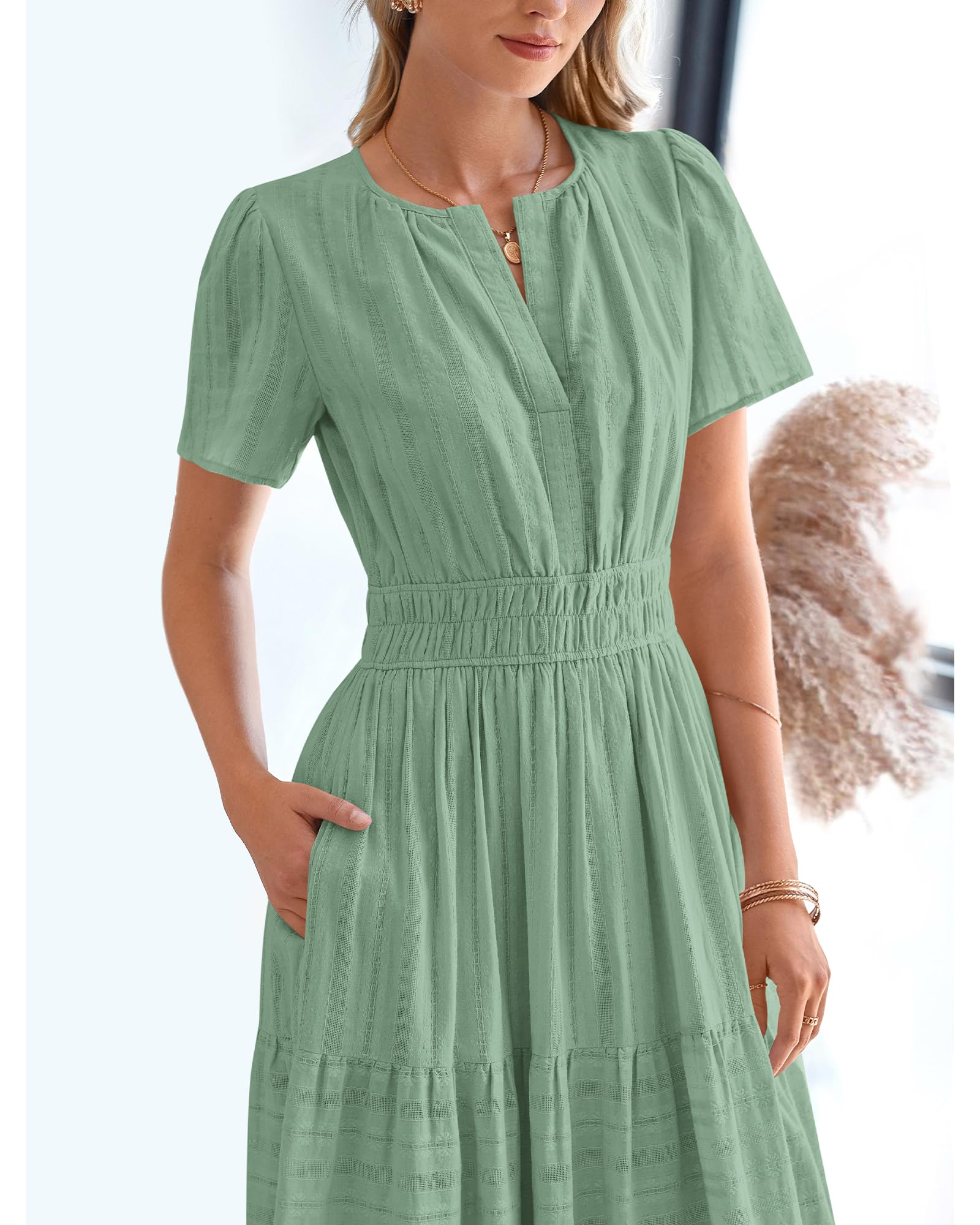 Foto 8 pulgar | Vestido Casual Btfbm Para Mujer, Verano 2025, Cuello En V, Maxi Con Bolsillos - Venta Internacional.
