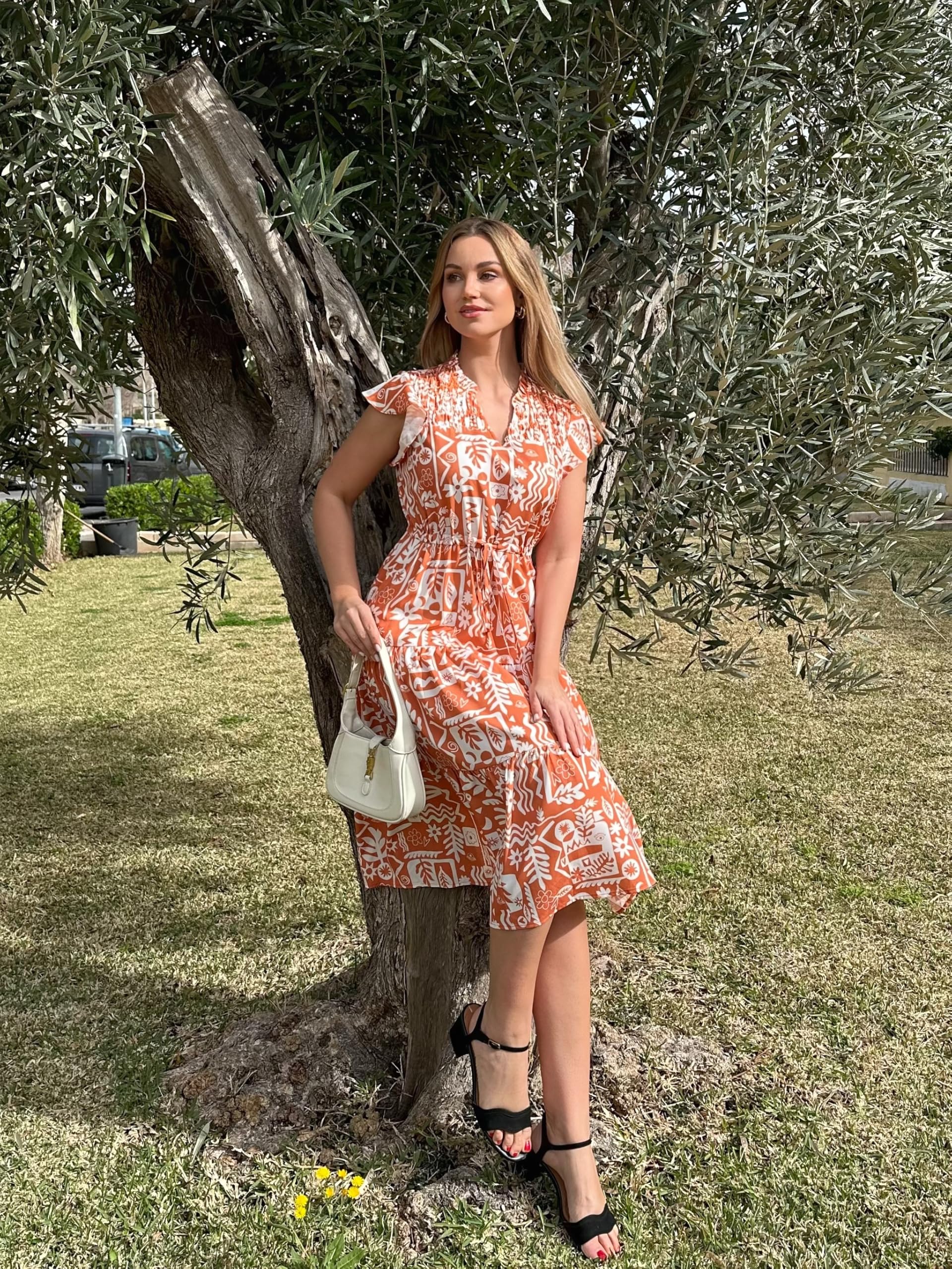 Foto 4 pulgar | Vestido Midi Grace Karin Con Estampado Floral Y Manga Corta Para Mujer - Venta Internacional.