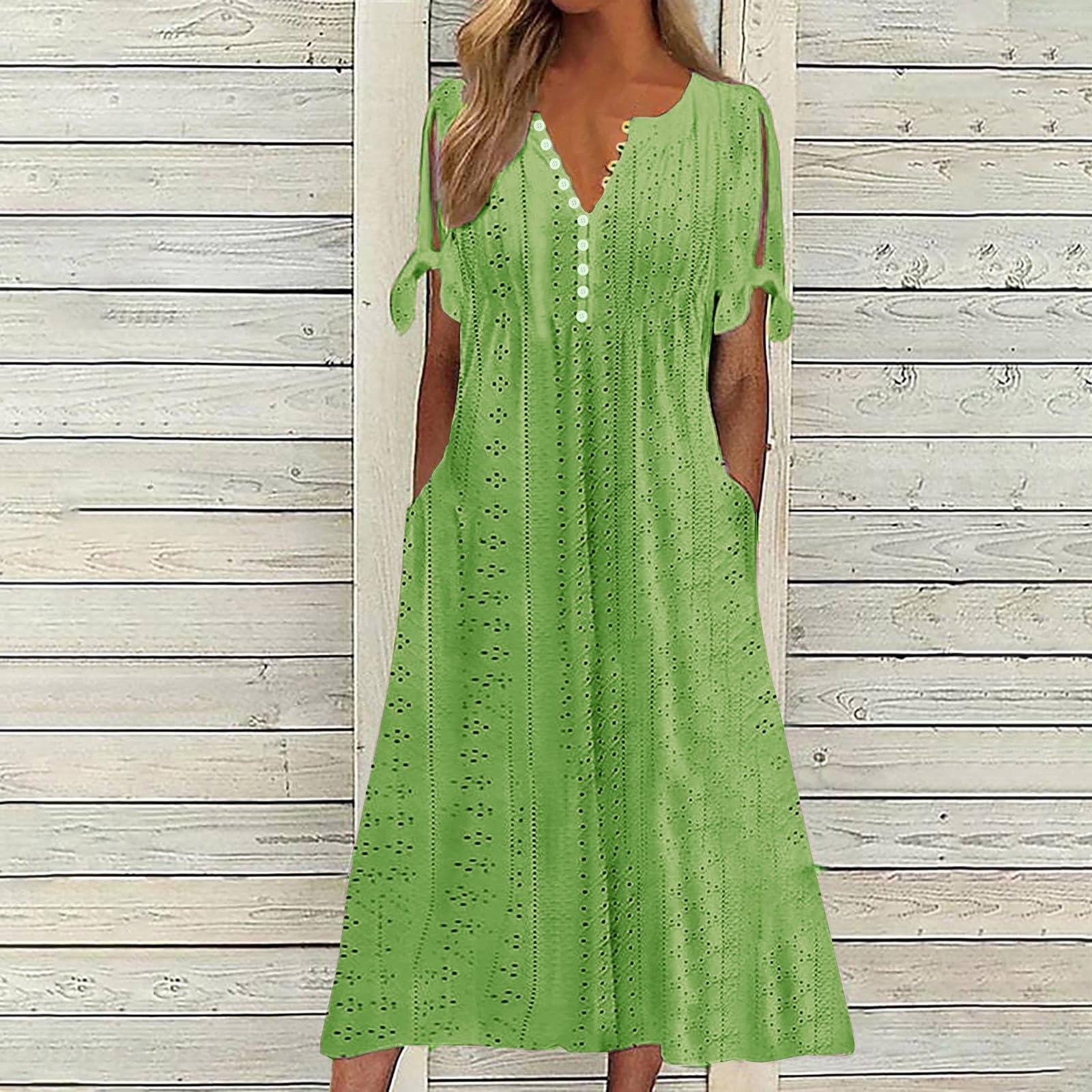 Foto 3 pulgar | Vestido De Verano Genérico Con Hombros Descubiertos Y Cuello En V 2025 - Venta Internacional.
