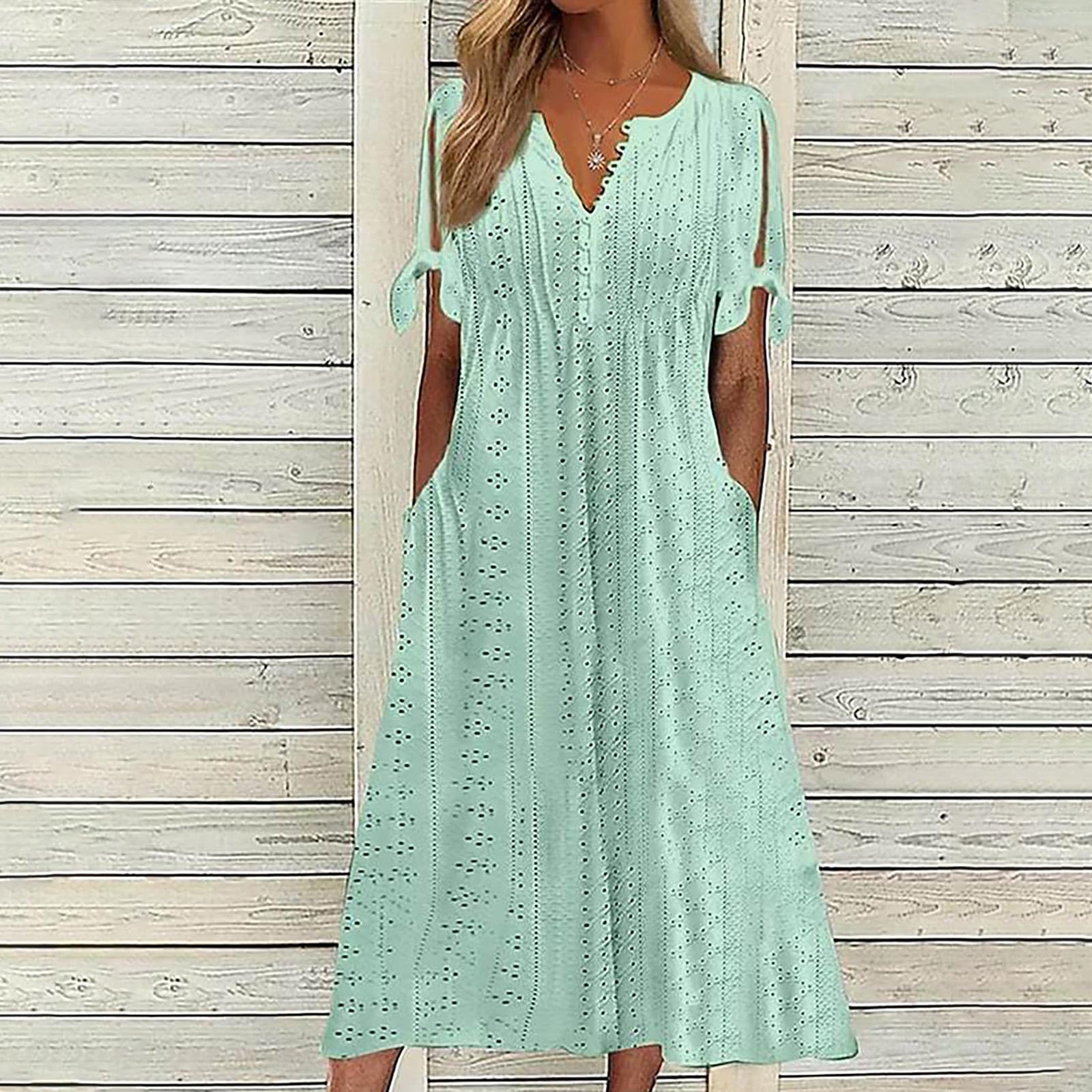 Foto 3 pulgar | Vestido De Verano Genérico Con Hombros Descubiertos Y Cuello En V 2025 - Venta Internacional.
