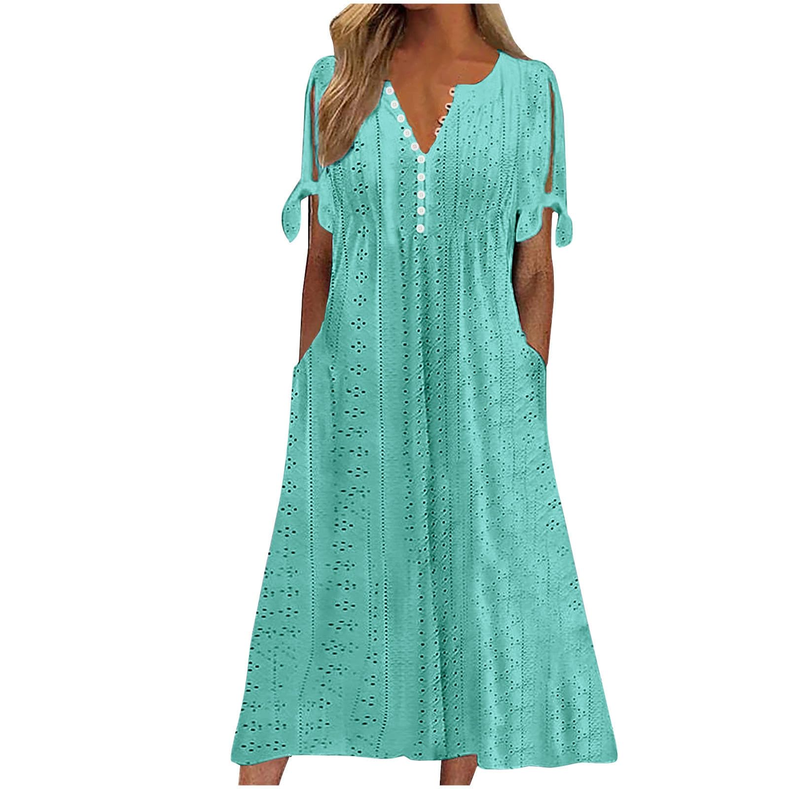 Foto 2 pulgar | Vestido De Verano Genérico Con Hombros Descubiertos Y Cuello En V 2025 - Venta Internacional.