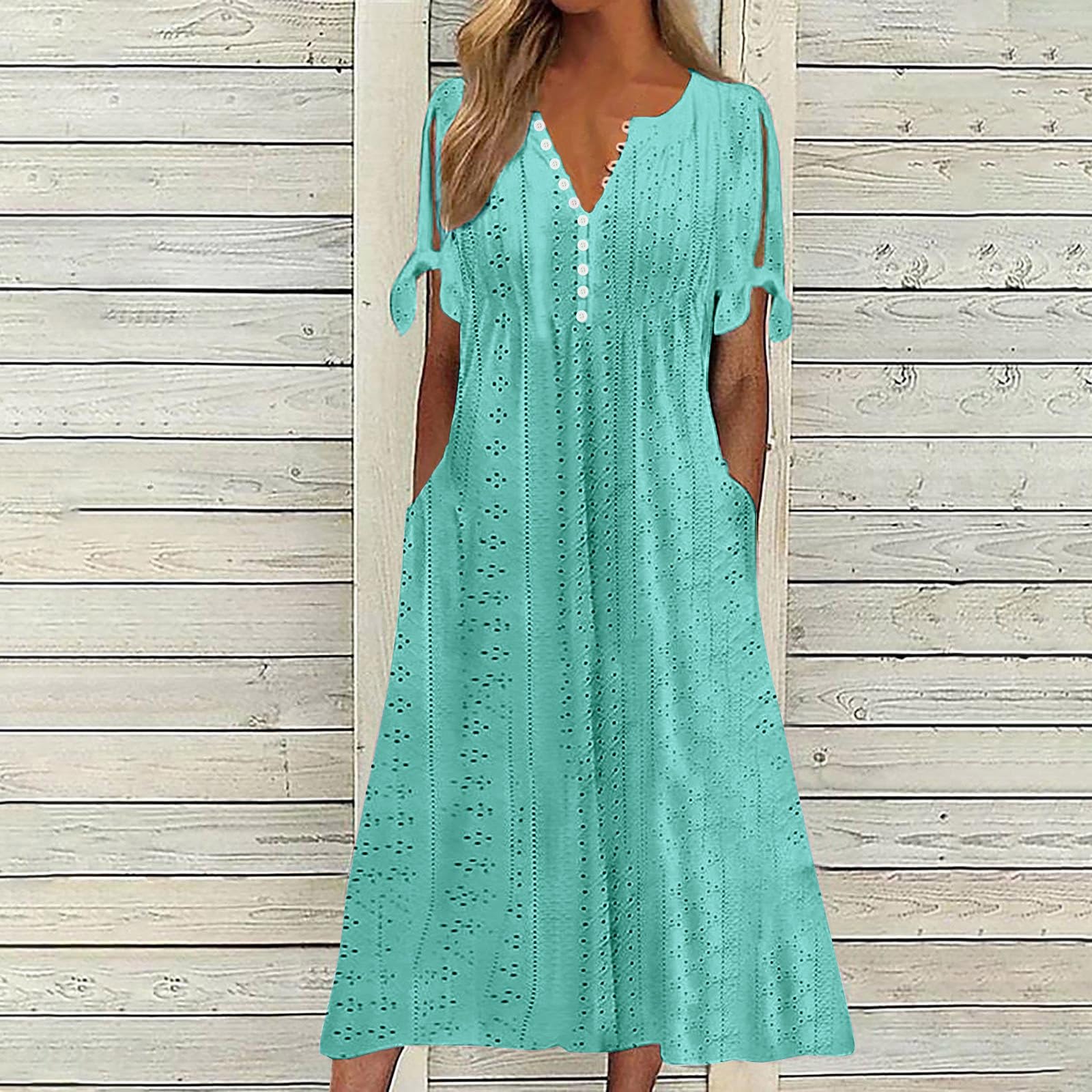 Foto 3 pulgar | Vestido De Verano Genérico Con Hombros Descubiertos Y Cuello En V 2025 - Venta Internacional.