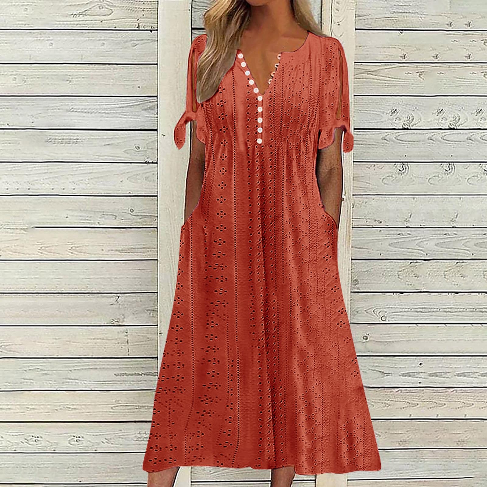 Foto 3 pulgar | Vestido De Verano Genérico Con Hombros Descubiertos Y Cuello En V 2025 - Venta Internacional.
